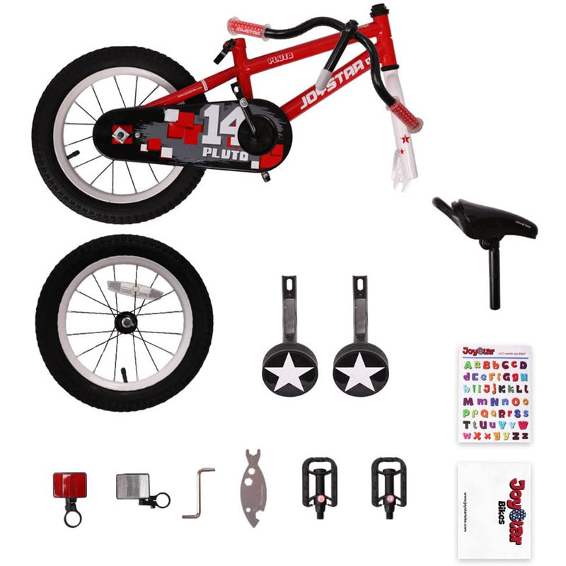 Joystar Pluto 12 Inch Age 2 to 4 Kids Boys BMX Bicycle with Training Wheels, Red