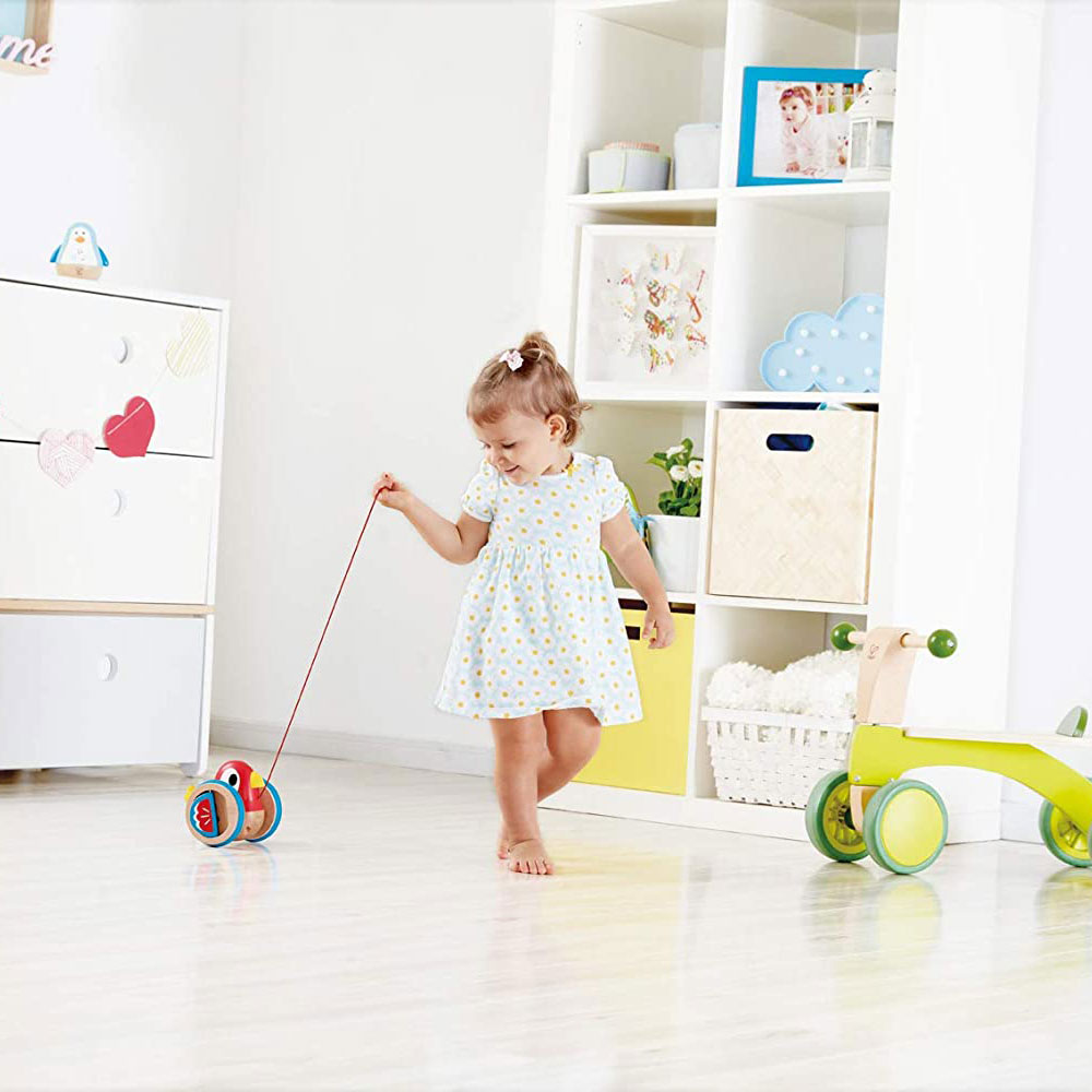 Hape Wooden Wobbling and Flapping Baby Bird Pull-Along Toddler Toy