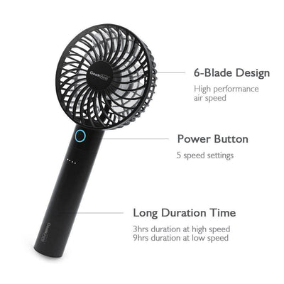 Geek Aire GF5 Oscillating Mini Silent Fan and Aire Mini Cordless Handheld Fan