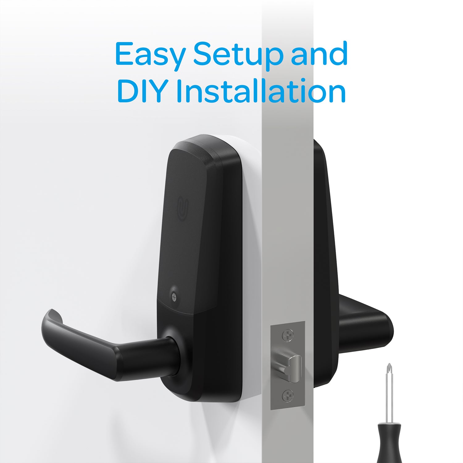 U-Tec Ultraloq UL3 BT 2nd Gen 5 in 1 Smart Home Door Lock Lever Handle, Black - VMInnovations