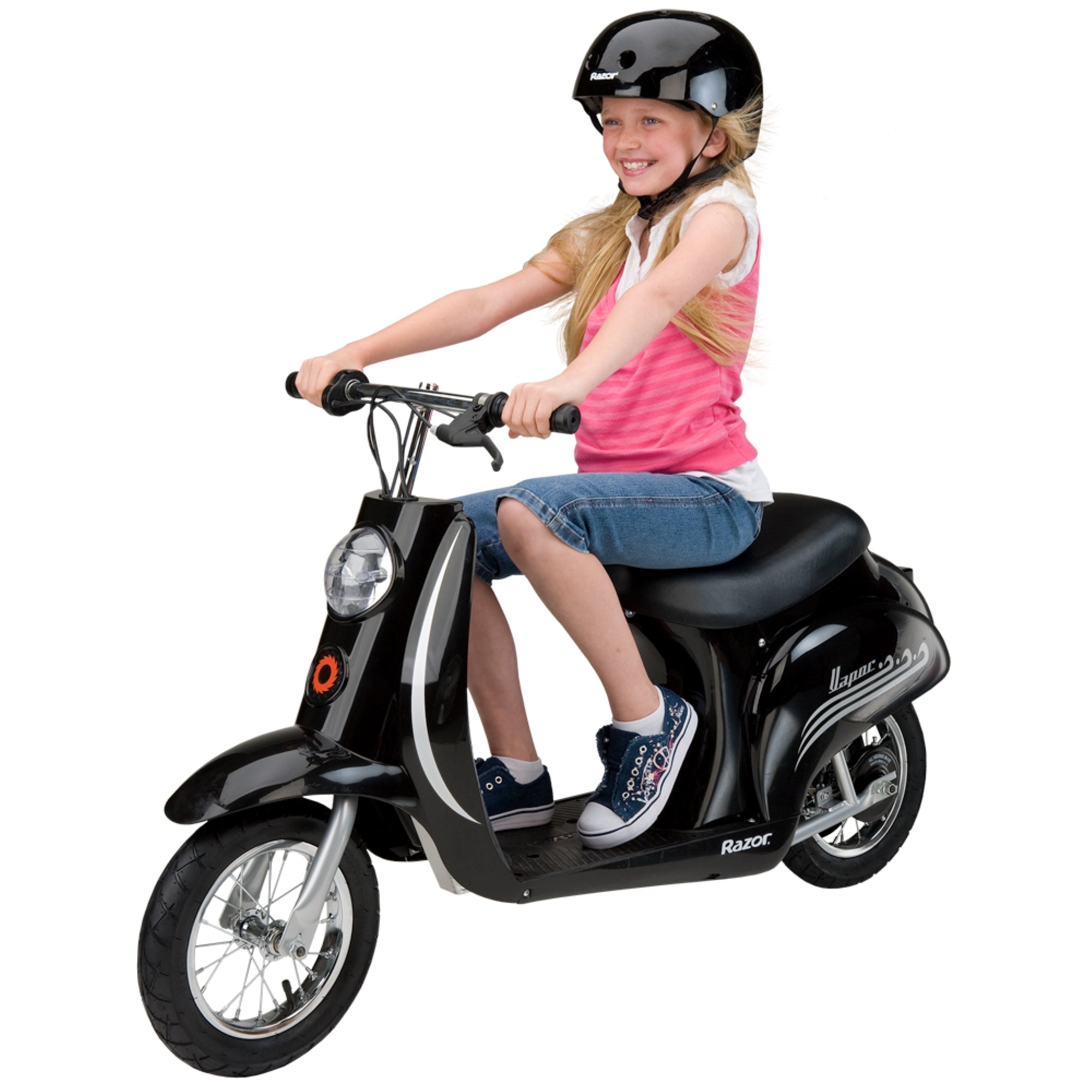 Razor Pocket Mod Miniature Euro 24V Kids Electric Motor Scooter & Helmet, Black