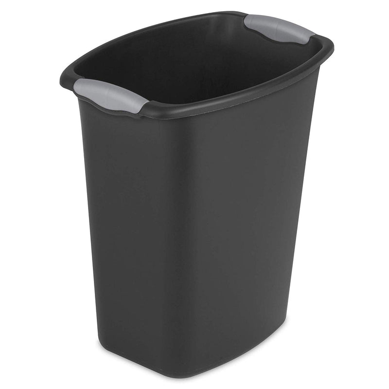 Sterilite 10359006 3-Gallon Open Plastic Wastebasket Trash Can, Black (6 Pack)