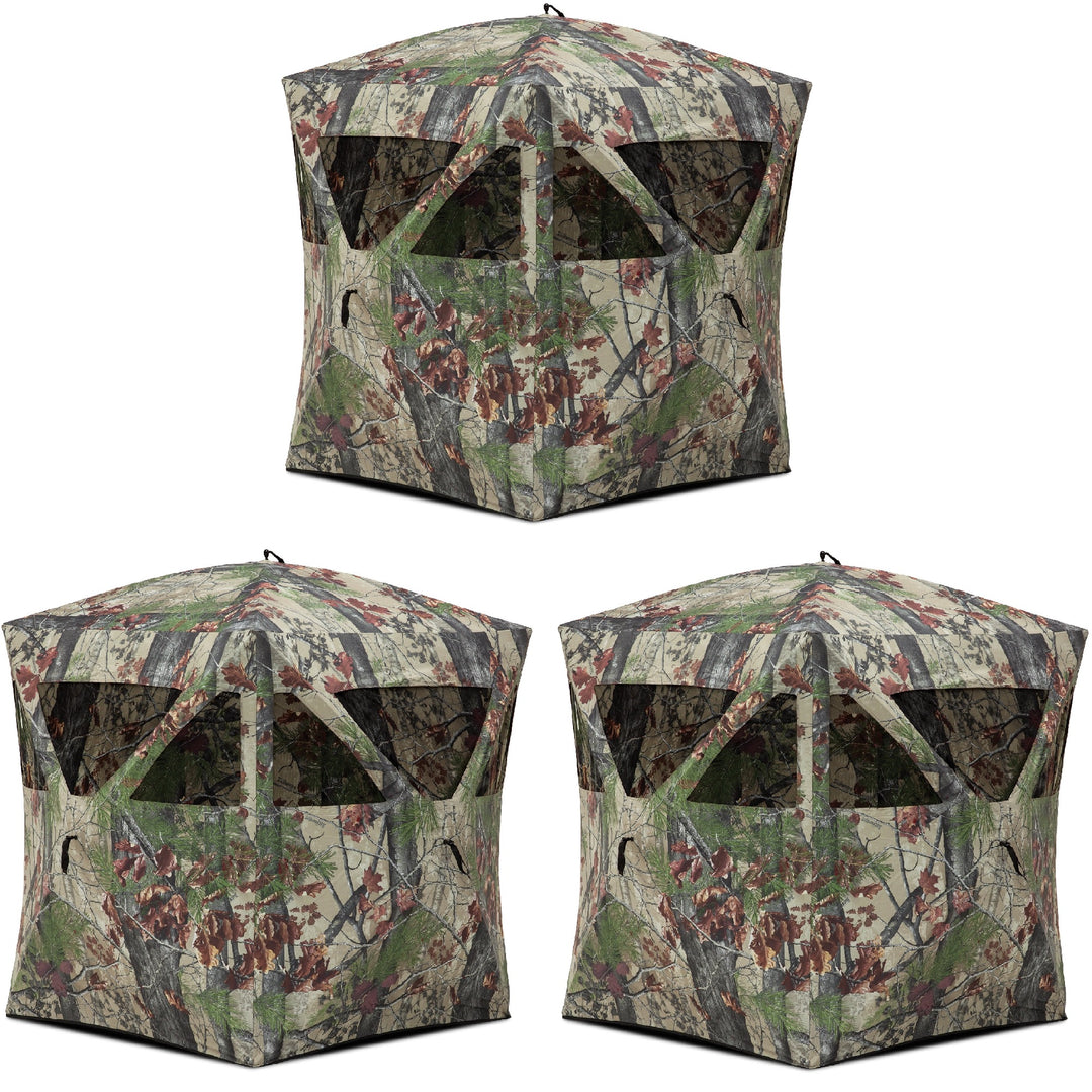 Barronett Blinds Backwoods Camo Lightweight Pop Up Hunting Ground Blind (3 Pack) - VMInnovations