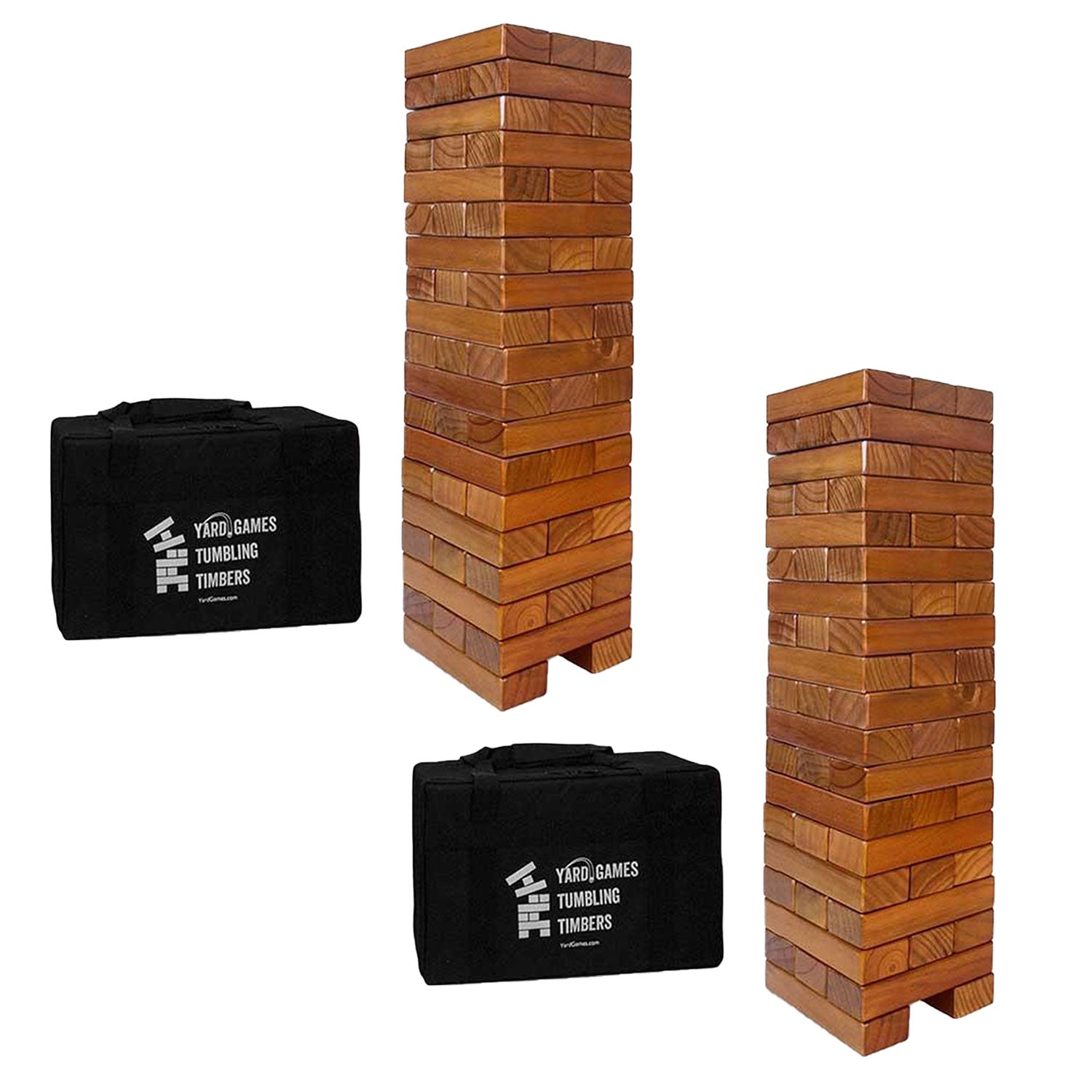 YardGames Giant Tumbling Timbers Wood Stacking Game with 56 Blocks (2 Pack)