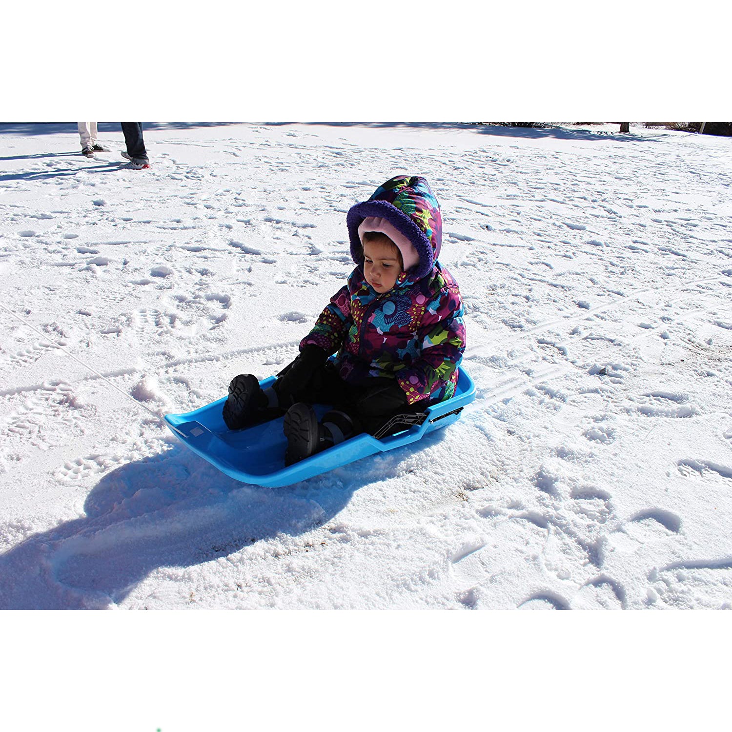 Slippery Racer Thunder Kids Toddler Plastic Toboggan Snow Sled, Blue (Open Box) - VMInnovations
