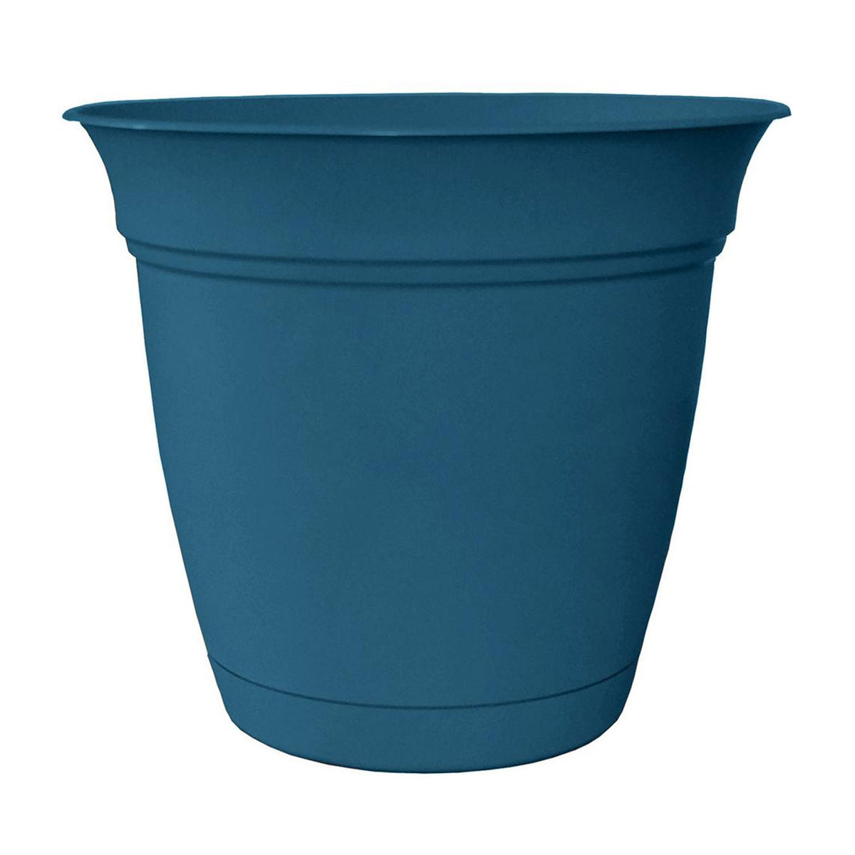 HC Companies ECA12000 12 Inch Eclipse Planter w/ Attached Saucer, Peacock Blue