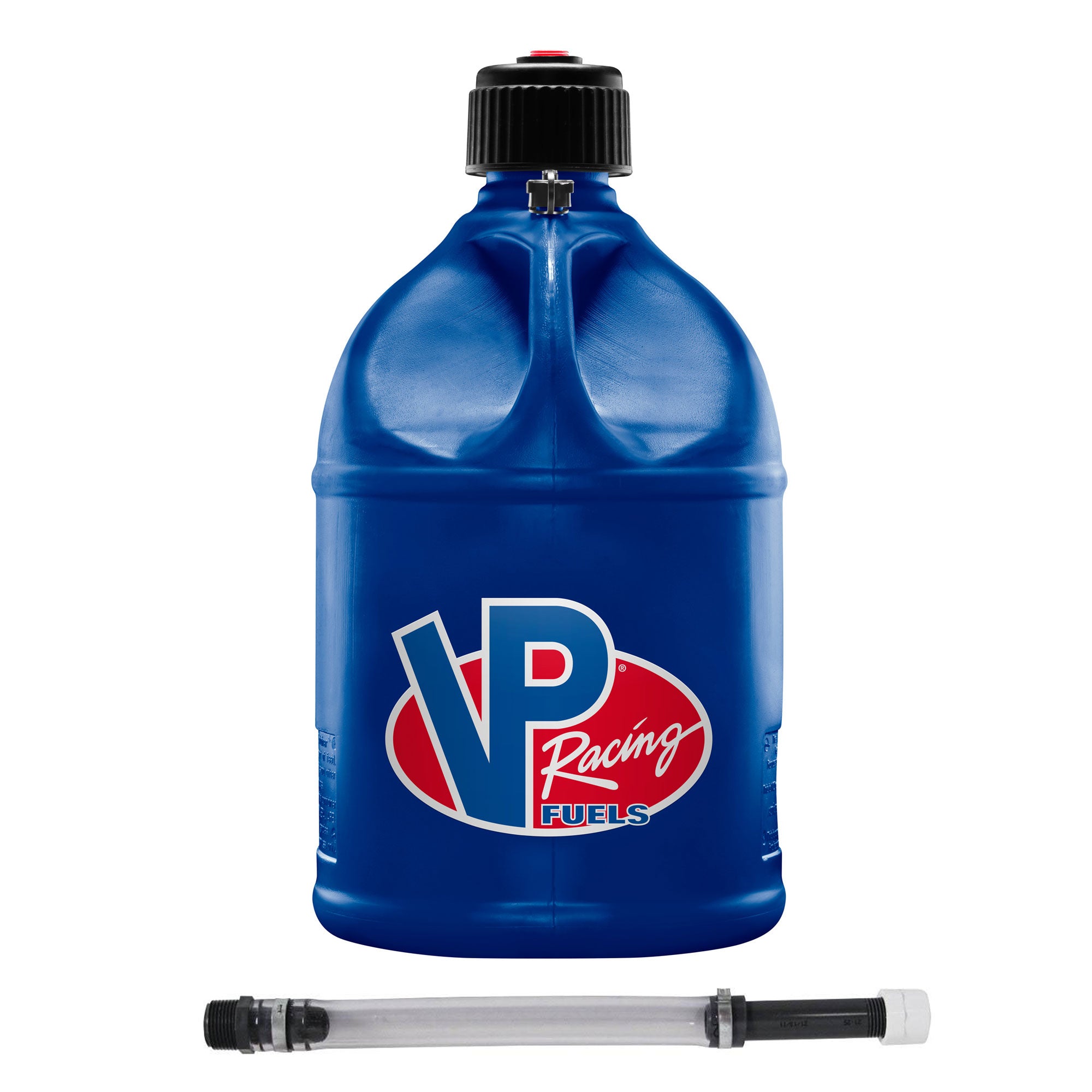 VP Racing Fuels 5.5 Gallon Round Motorsport Utility Jug Blue & 14 Inch Deluxe Hose