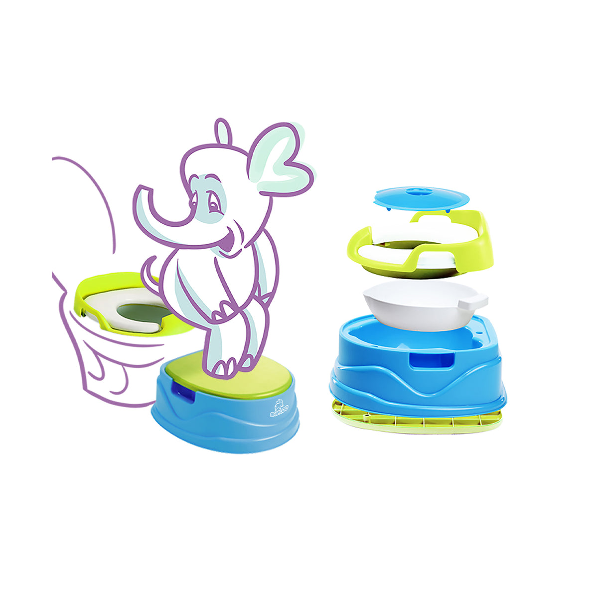 BabyLoo 3 In 1 Bambino Booster Potty Trainer 1 to 6 Year Olds, Blue and Green - VMInnovations