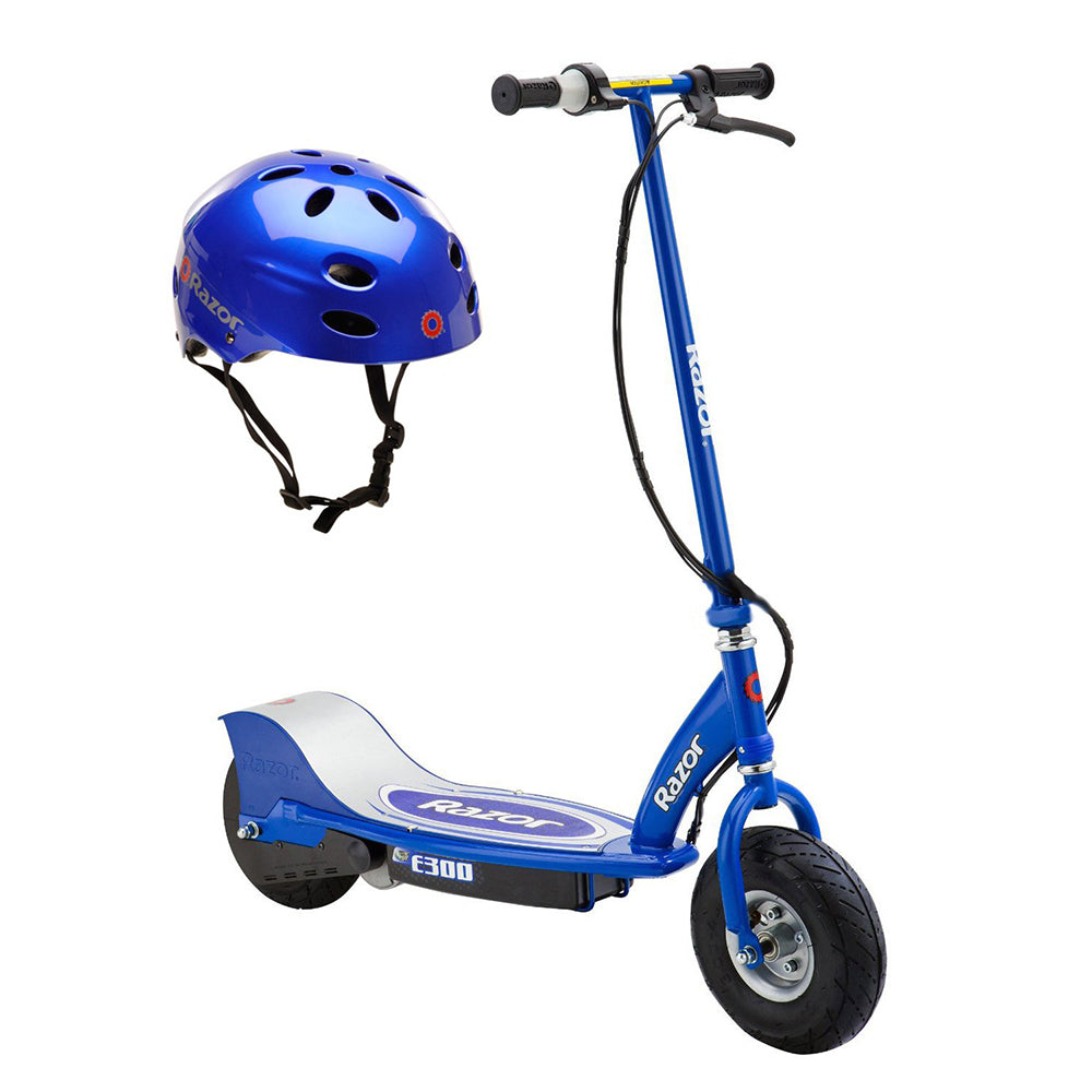 Razor E300 Electric Rechargeable Motorized Ride On Scooter & V-17 Youth Helmet