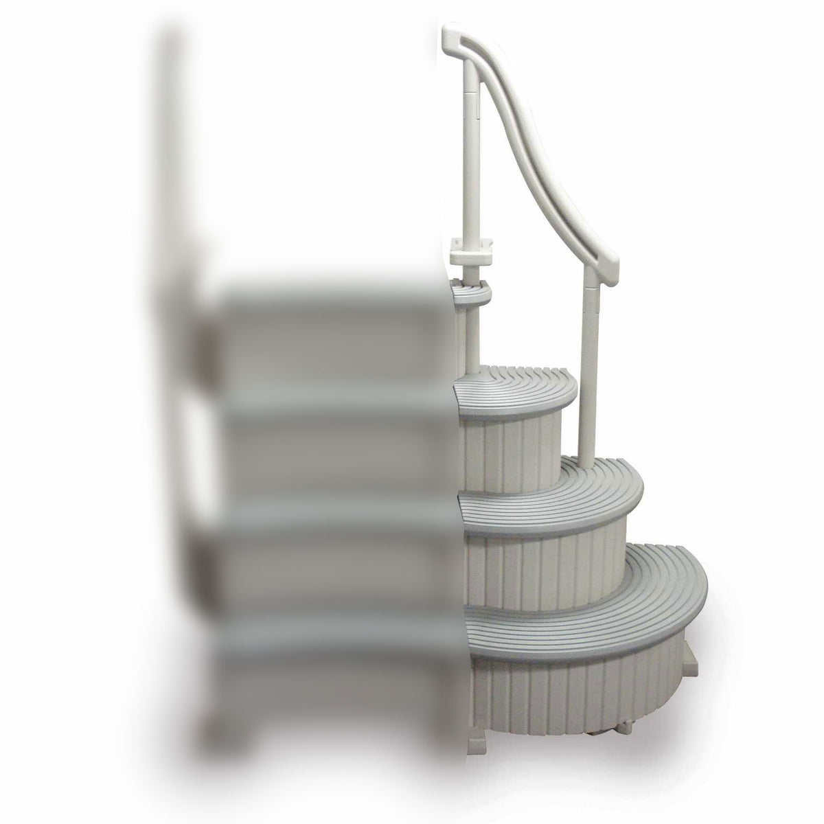 Confer Grey 4-Step Above Ground Pool Entry Steps Curved Add-on (Open Box)