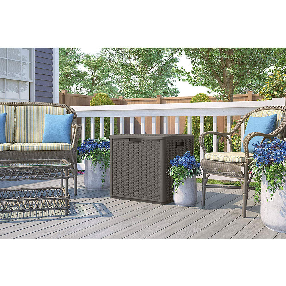 Suncast 60 Gallon Resin Outdoor Patio Storage Cube Deck Box, Stoney (2 Pack) - VMInnovations