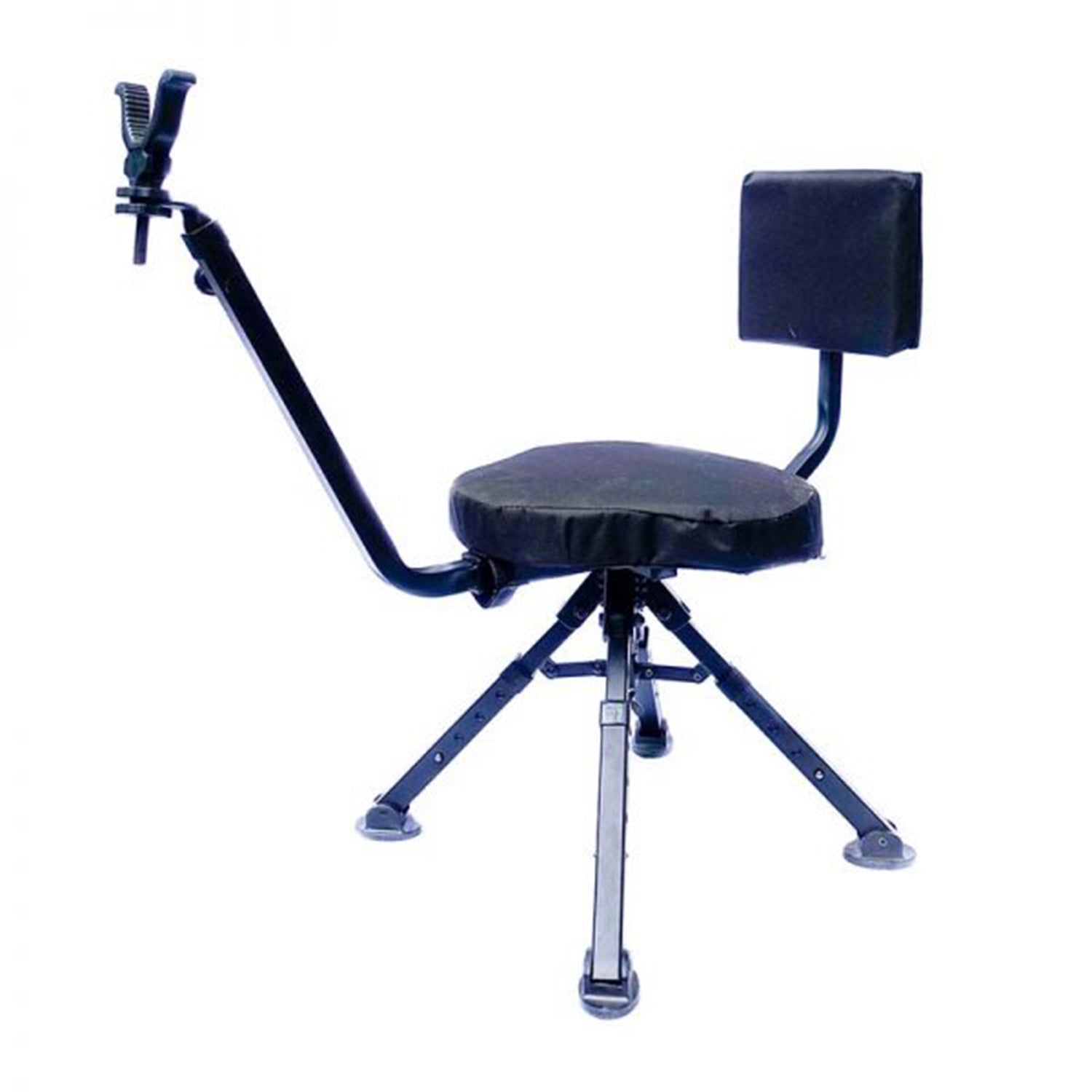 BenchMaster 4 Leg Portable Ground Blind Adjustable Rotating Seat Chair, Black - VMInnovations