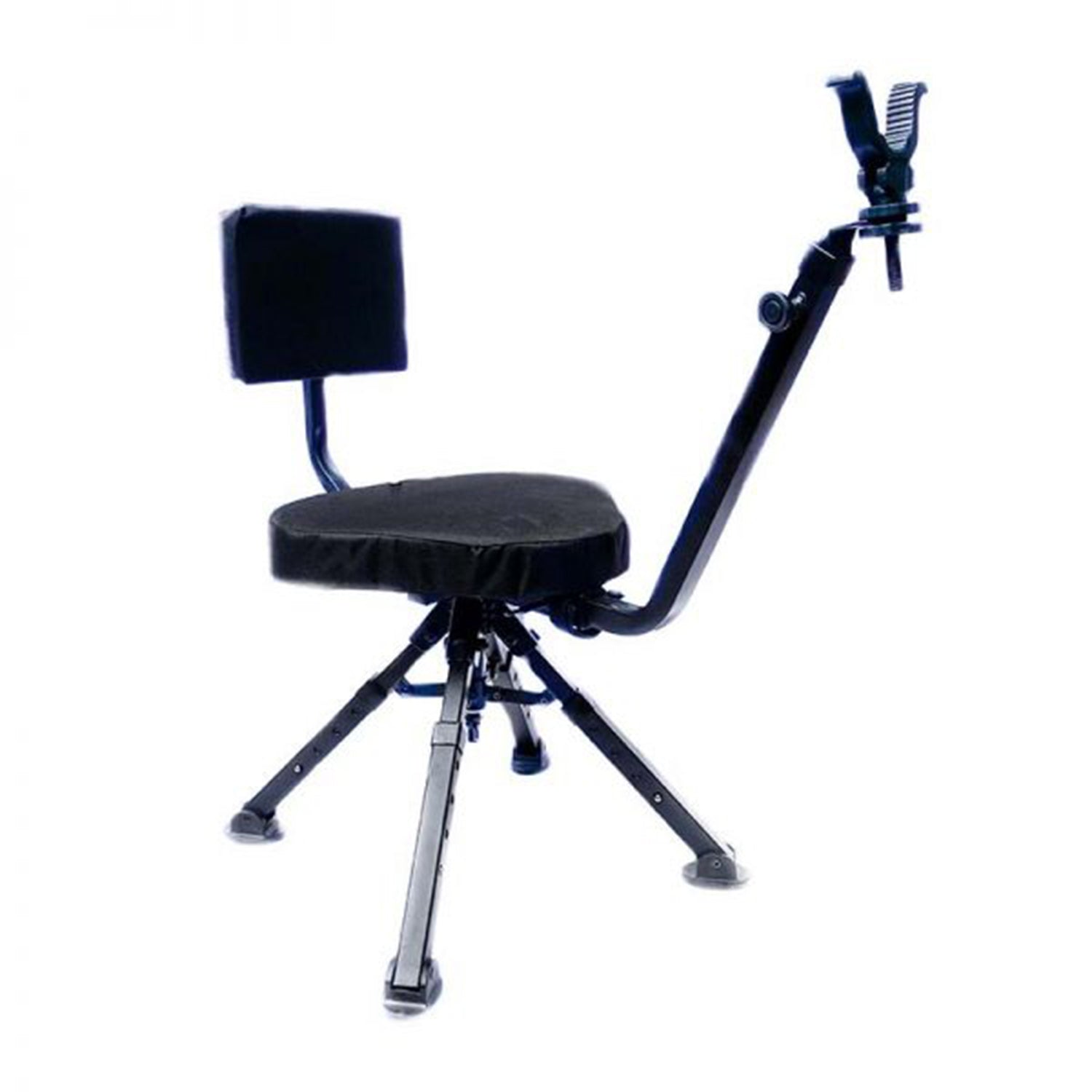 BenchMaster 4 Leg Portable Ground Blind Adjustable Rotating Seat Chair, Black - VMInnovations