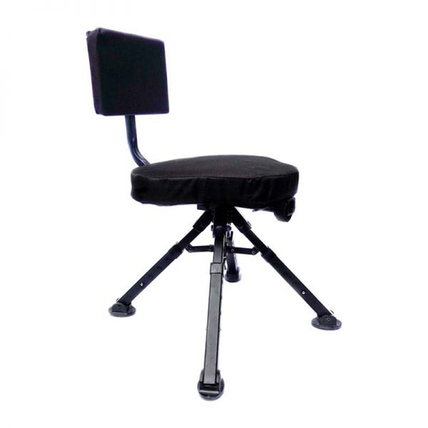 BenchMaster 4 Leg Portable Ground Blind Adjustable Rotating Seat Chair, Black - VMInnovations