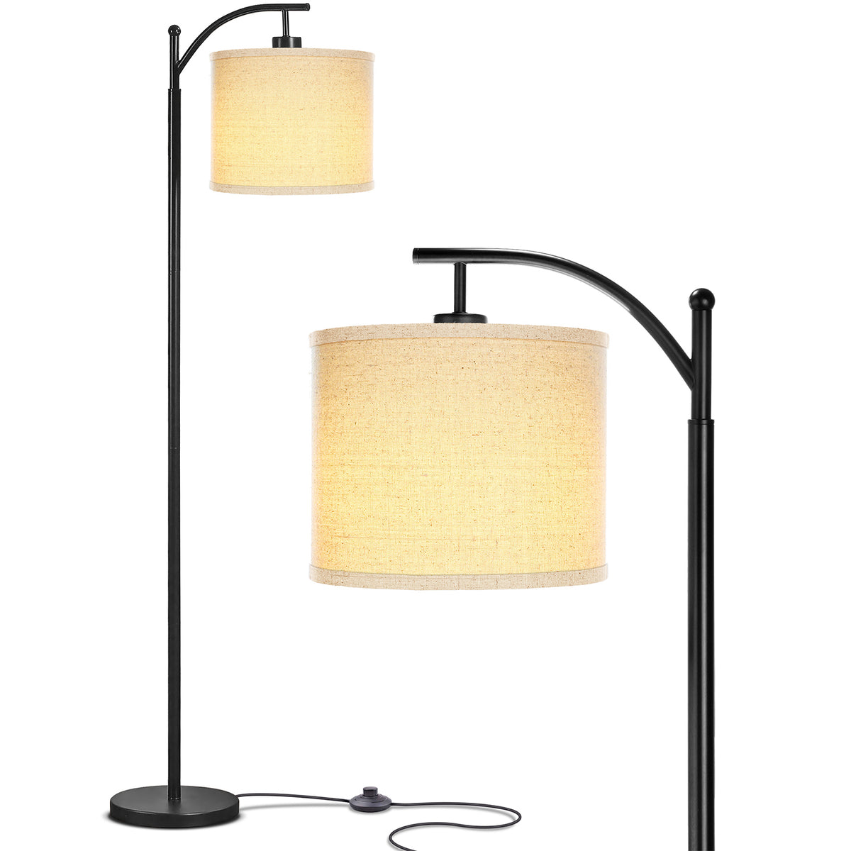 Brightech Montage Standing Floor Smart Lamp with LED Light & Drum Shade, Black (For Parts)
