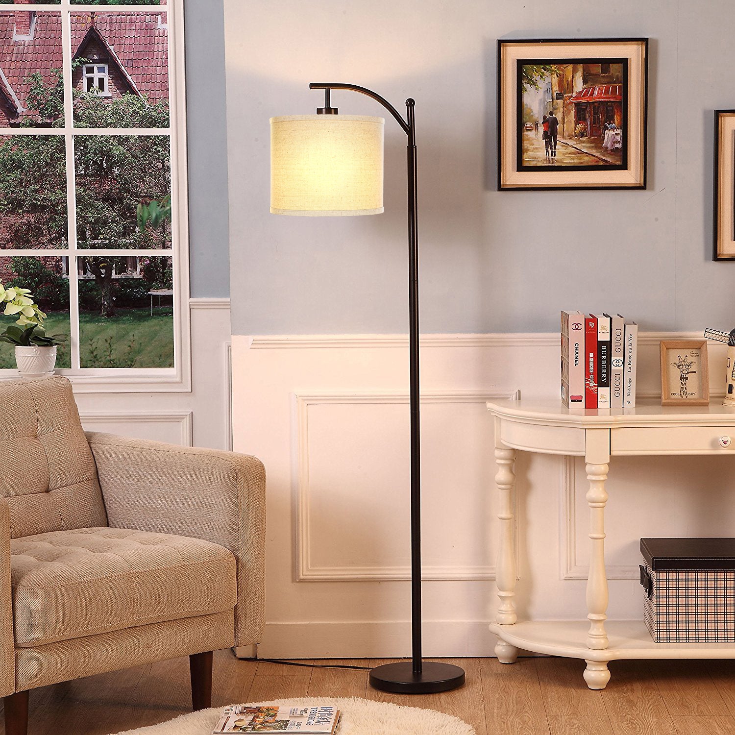 Brightech Montage Standing Floor Smart Lamp with LED Light & Drum Shade, Black (For Parts)