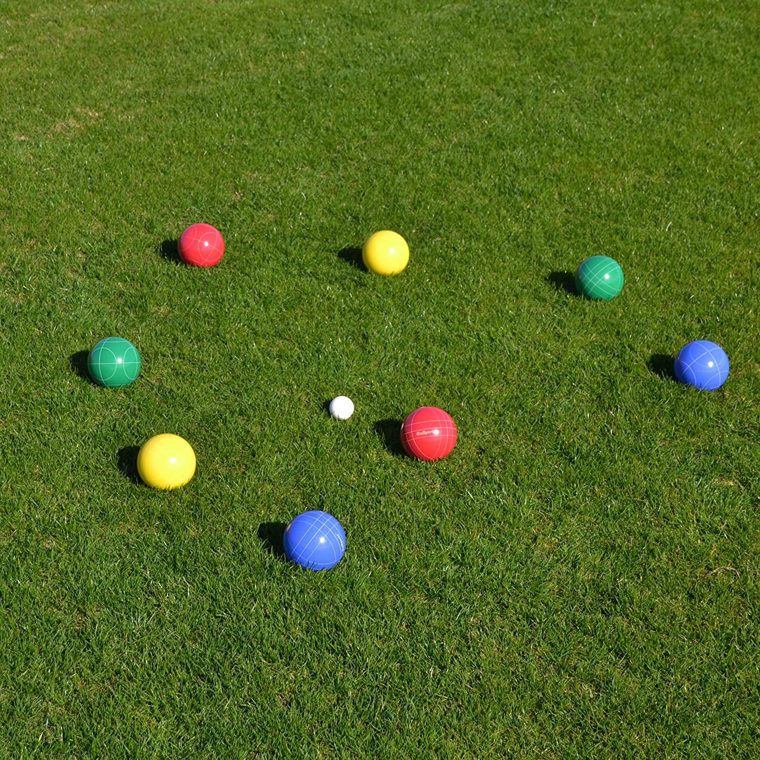 GoSports 90mm Bocce Set Outdoor Backyard Lawn Game Set with 8 Balls and Case