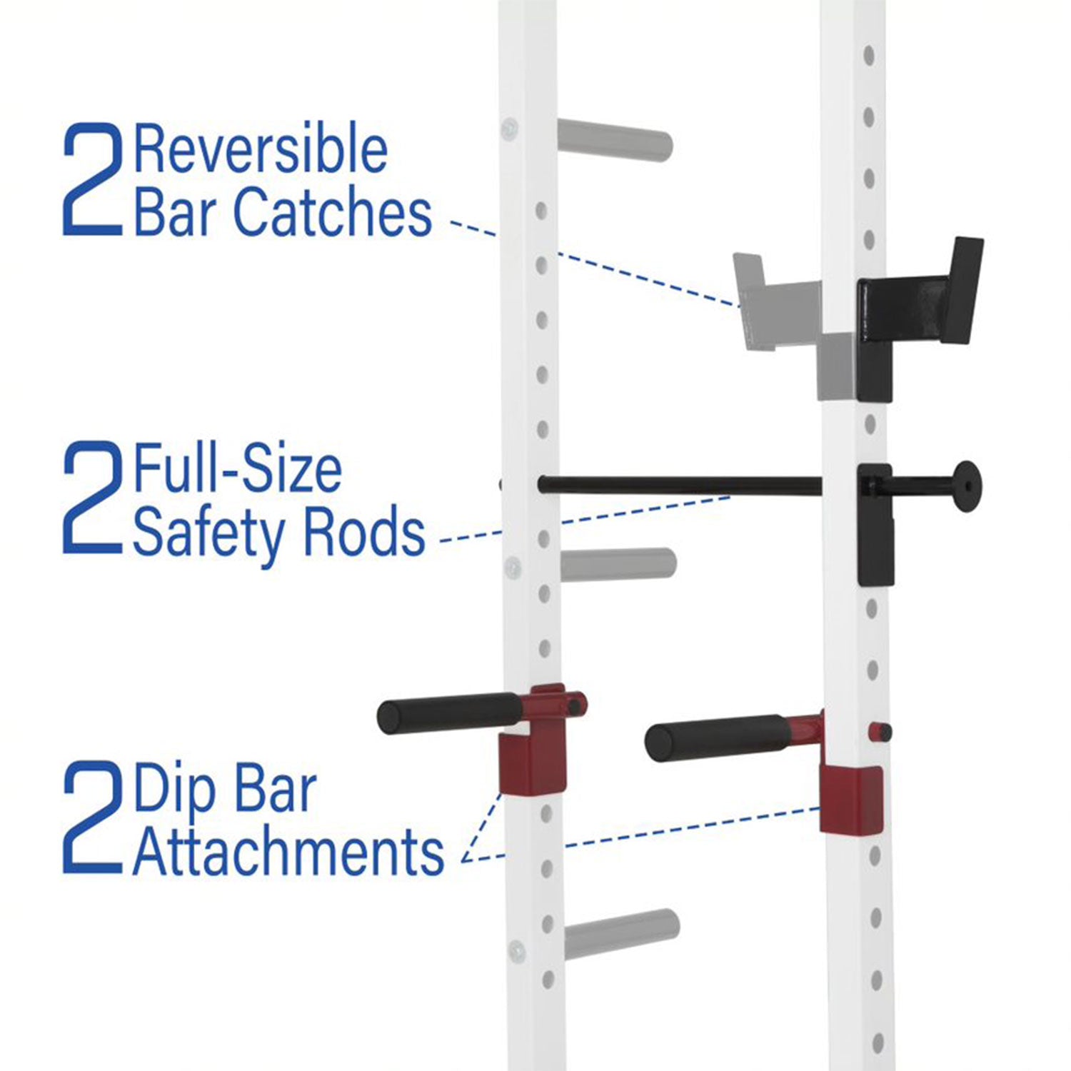 Body Power SMU6200 Weightlifting Deluxe Home Power Rack Cage System, White - VMInnovations