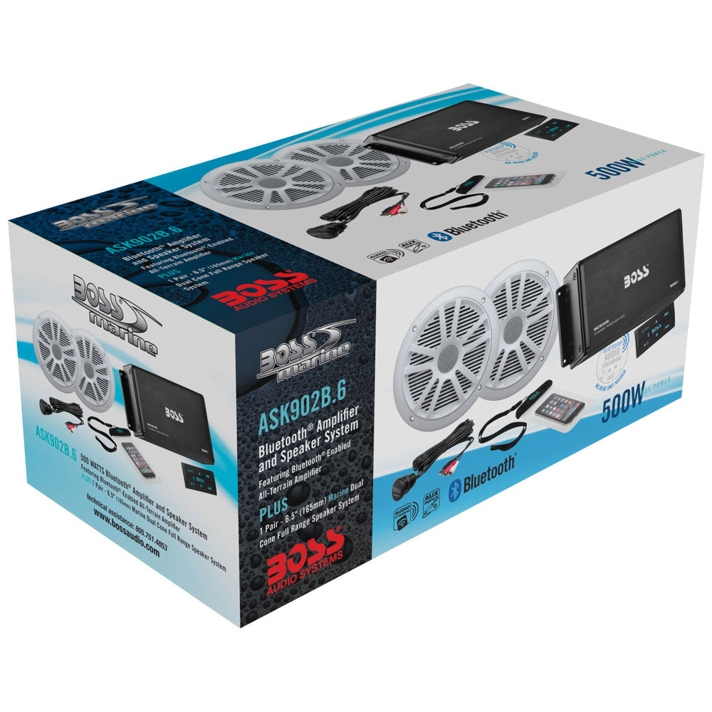 Boss Audio ASK904B.64 Marine Audio Amplifier, Speakers, USB Cable, & Phone Pouch (4 Pack) - VMInnovations