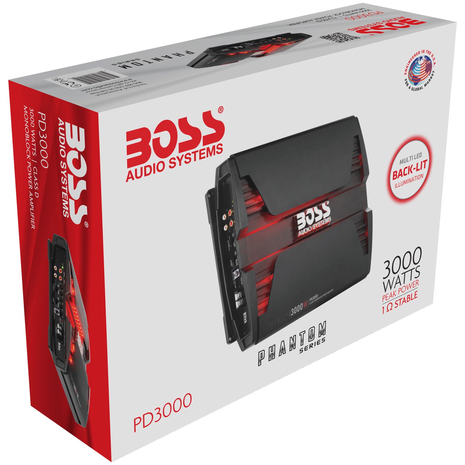 BOSS Audio PD3000 Phantom Monoblock 3000W Class D MOSFET Car Audio Amplifier Amp