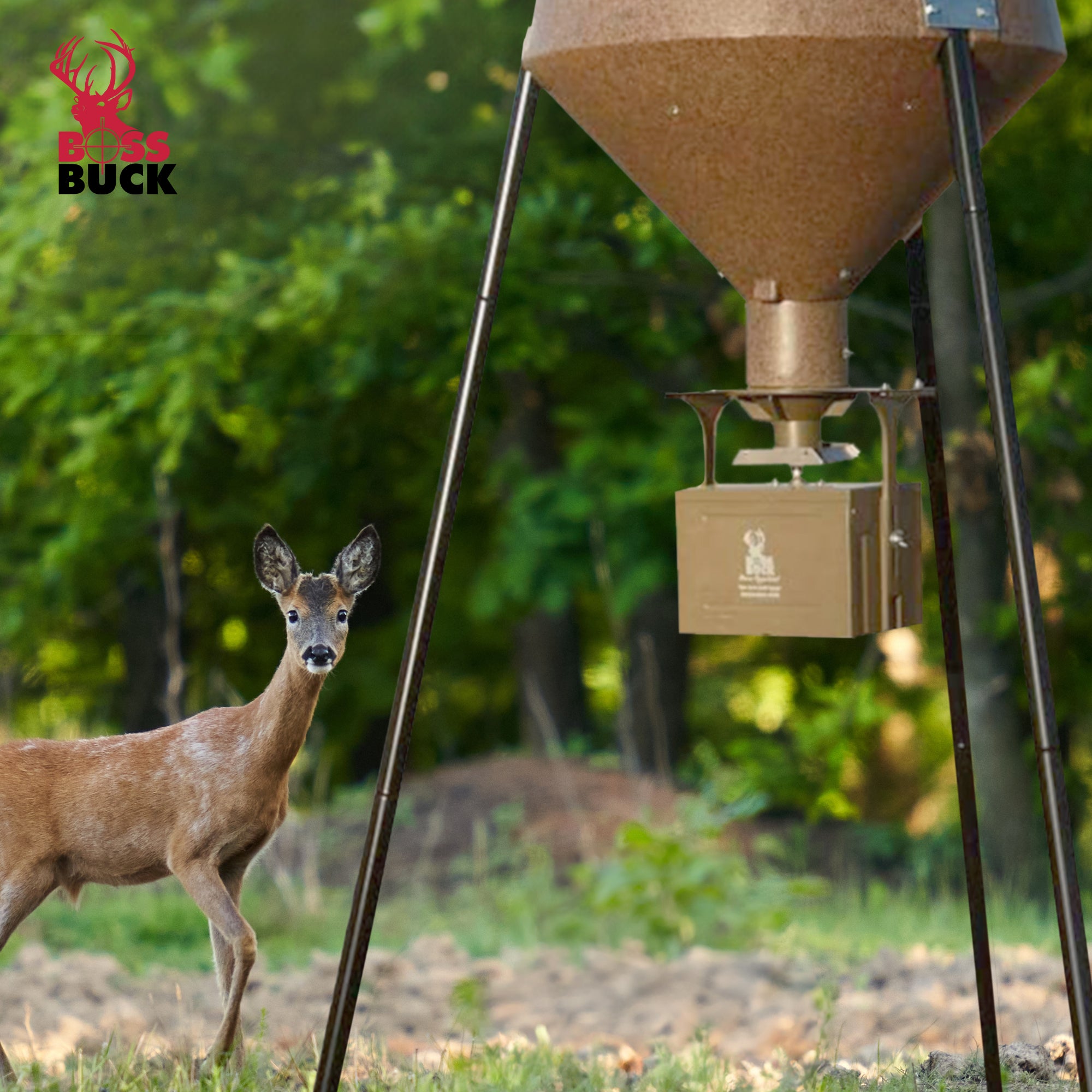 Boss Buck Hunting 200 Series Large Wildlife Deer Feeder 200lb Capacity(Open Box)