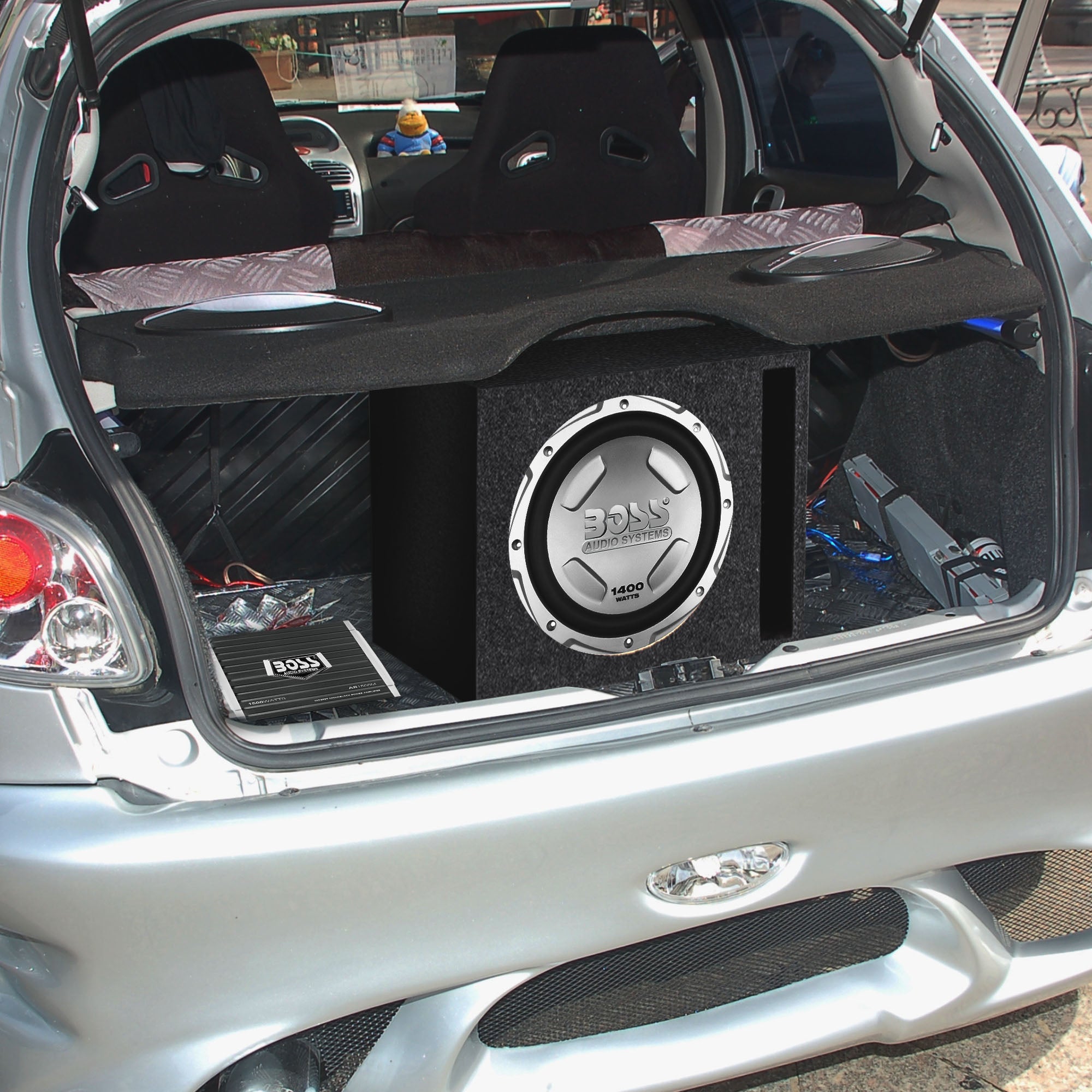 Boss Audio 12" 1400W Subwoofer, 1500W Amplifier w Amp Kit & QPower 12" Enclosure - VMInnovations