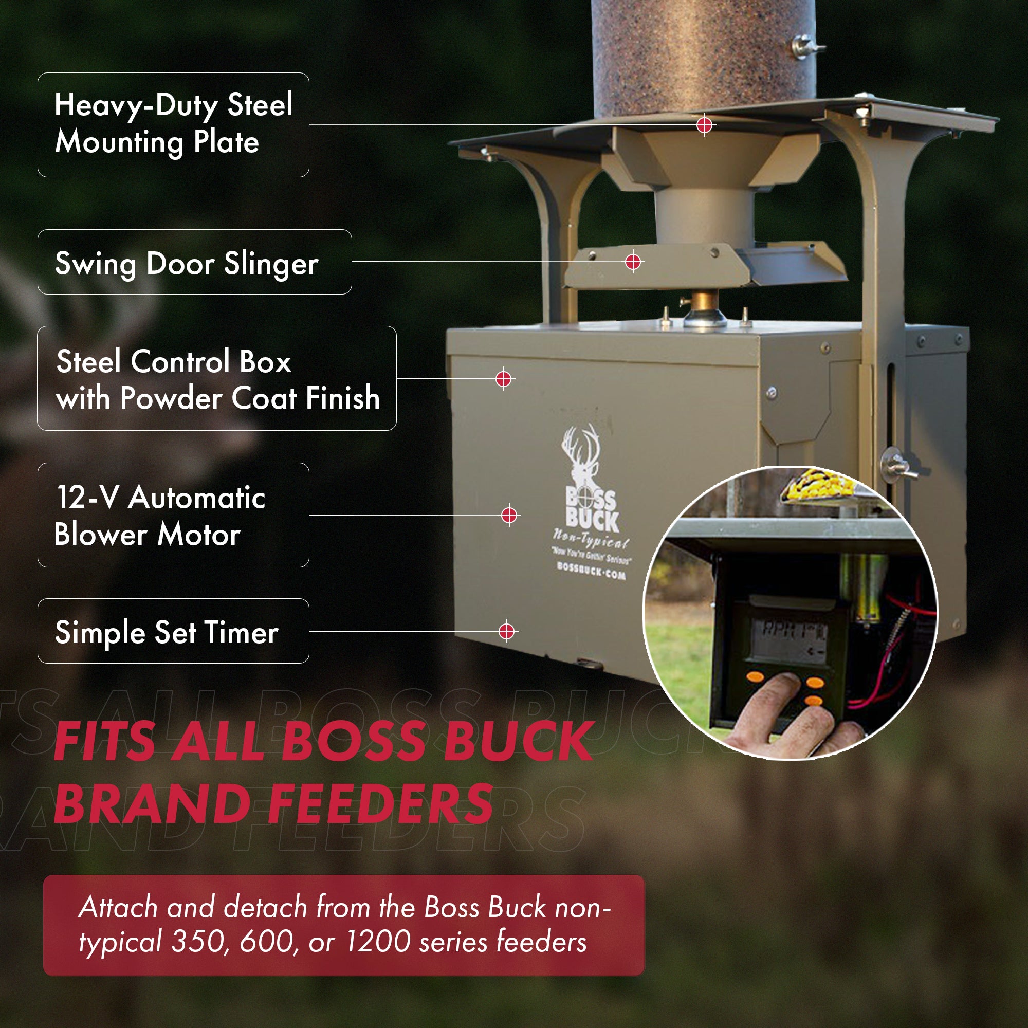 Boss Buck 12-Volt High Torque Motor Hunting Game Feeder Timer Holder (Open Box) - VMInnovations