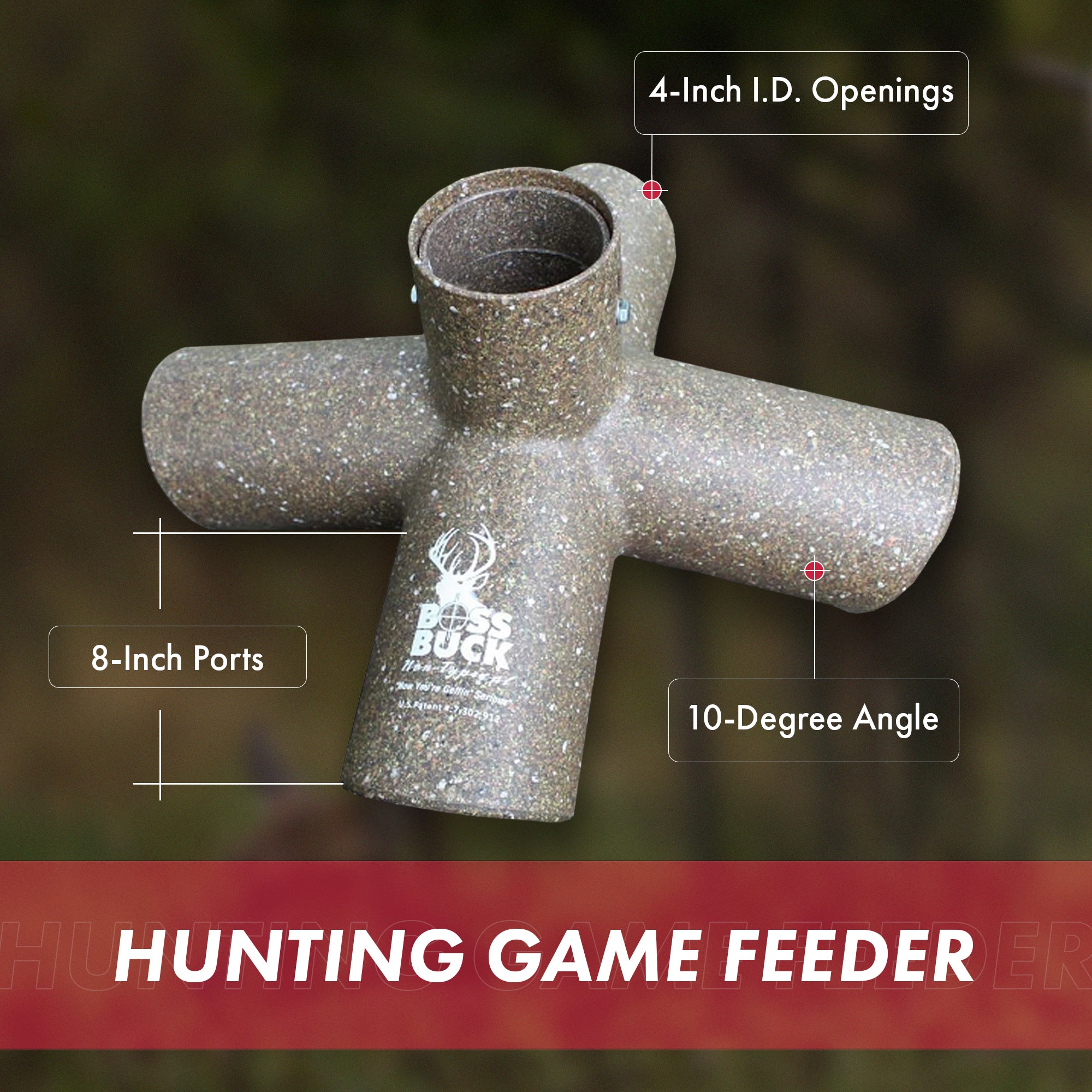 Boss Buck BB-1.8 Hunting Game Feeder with Four 8-Inch Feed Ports - VMInnovations