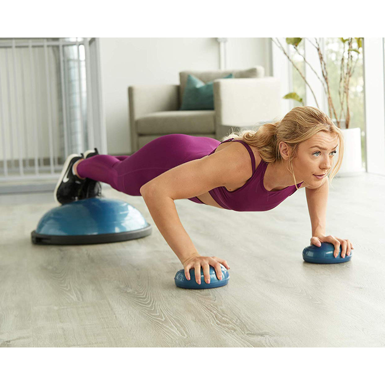 Bosu 6.5-Inch Diameter 2-Sided Dynamic Home Workout Balance Pods, Blue (2 Pack) - VMInnovations