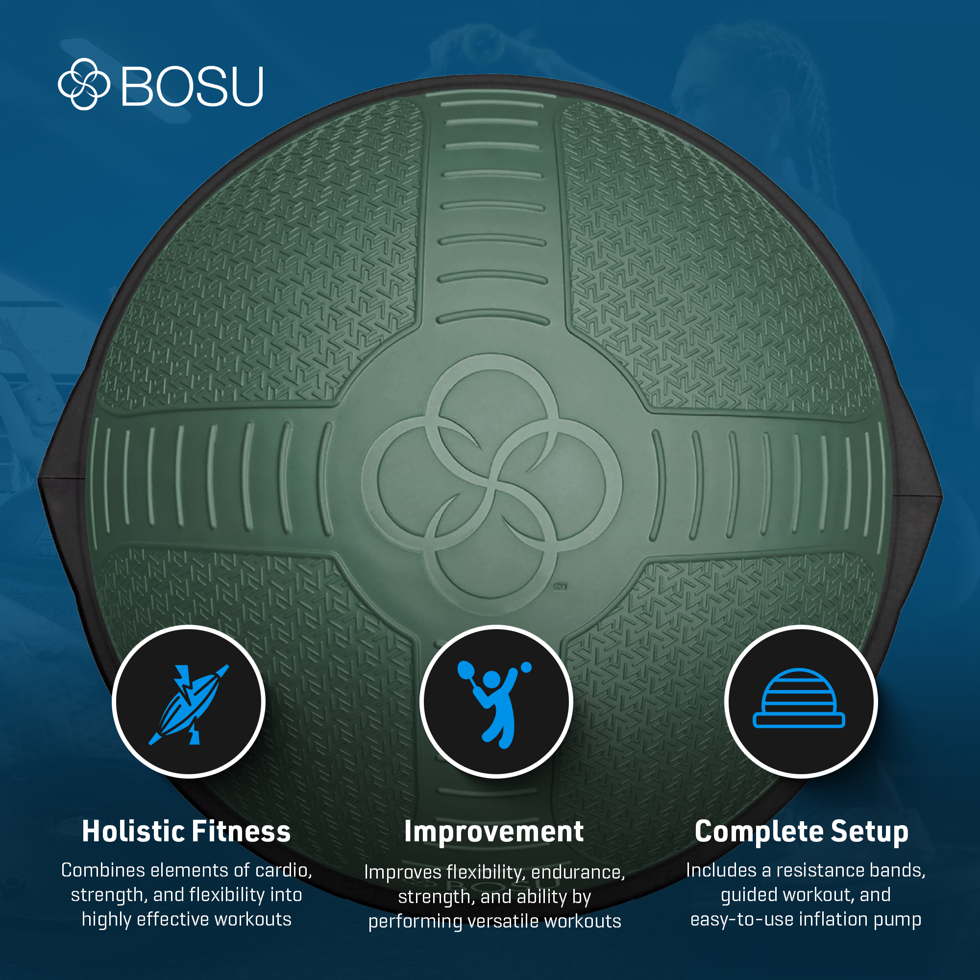 Bosu NEXGEN Balance Strength Trainer, Home Gym Workout Equipment, 26", Green - VMInnovations