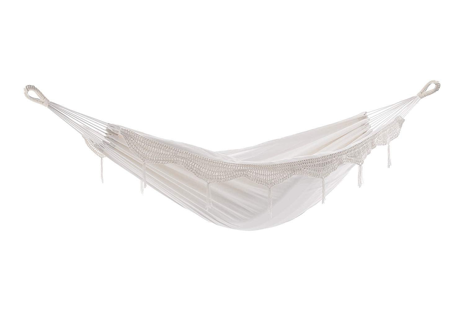 Vivere Brazilian Style Portable Outdoor Cotton Single Swinging Hammock, Natural