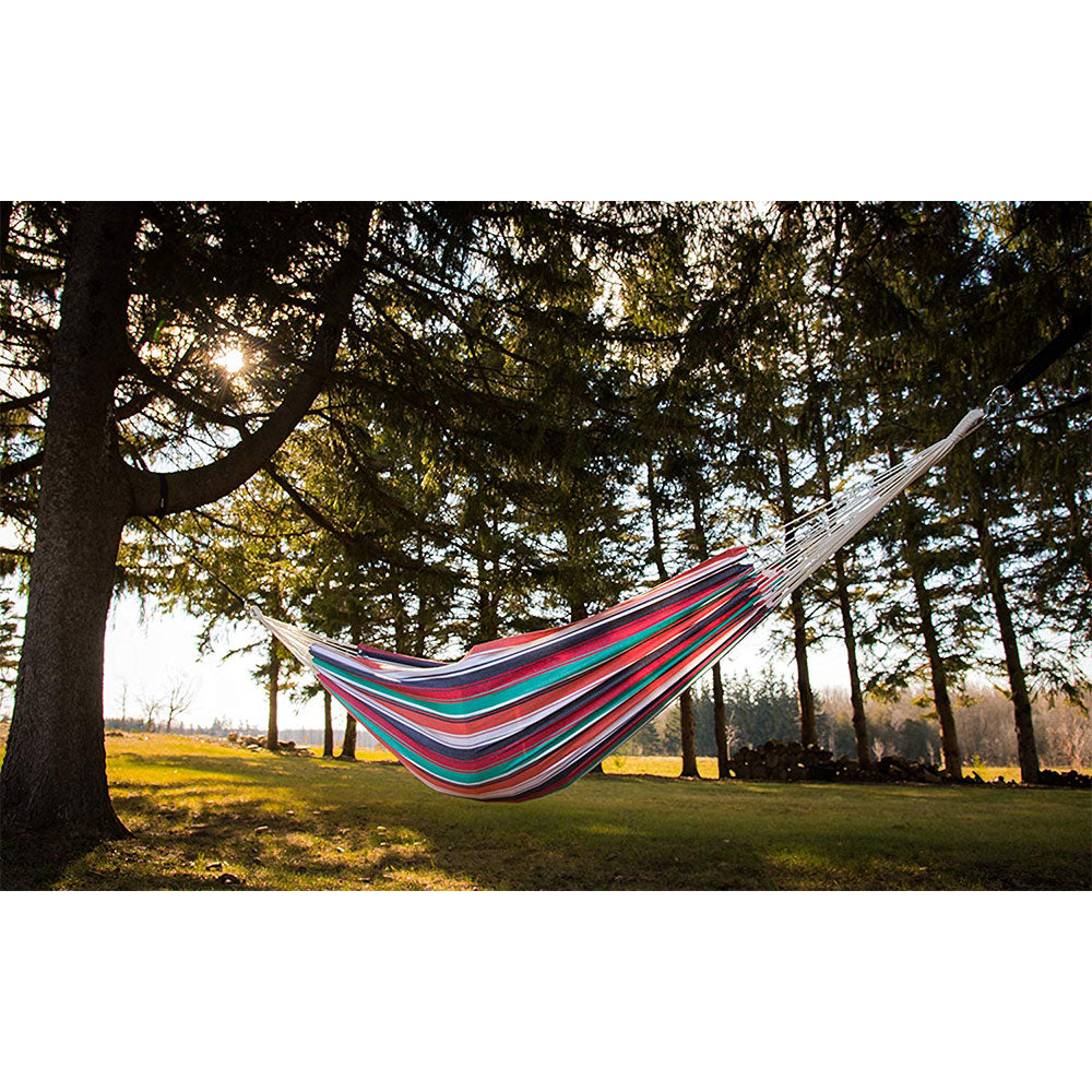 Vivere Brazilian Style Portable Outdoor Cotton Single Swinging Hammock, Plumeria
