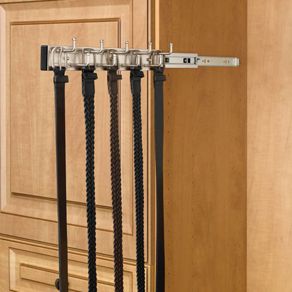 Rev-A-Shelf BRC-12SN 12" Mounted Pullout Belt Rack Organizer, Nickel (Open Box)