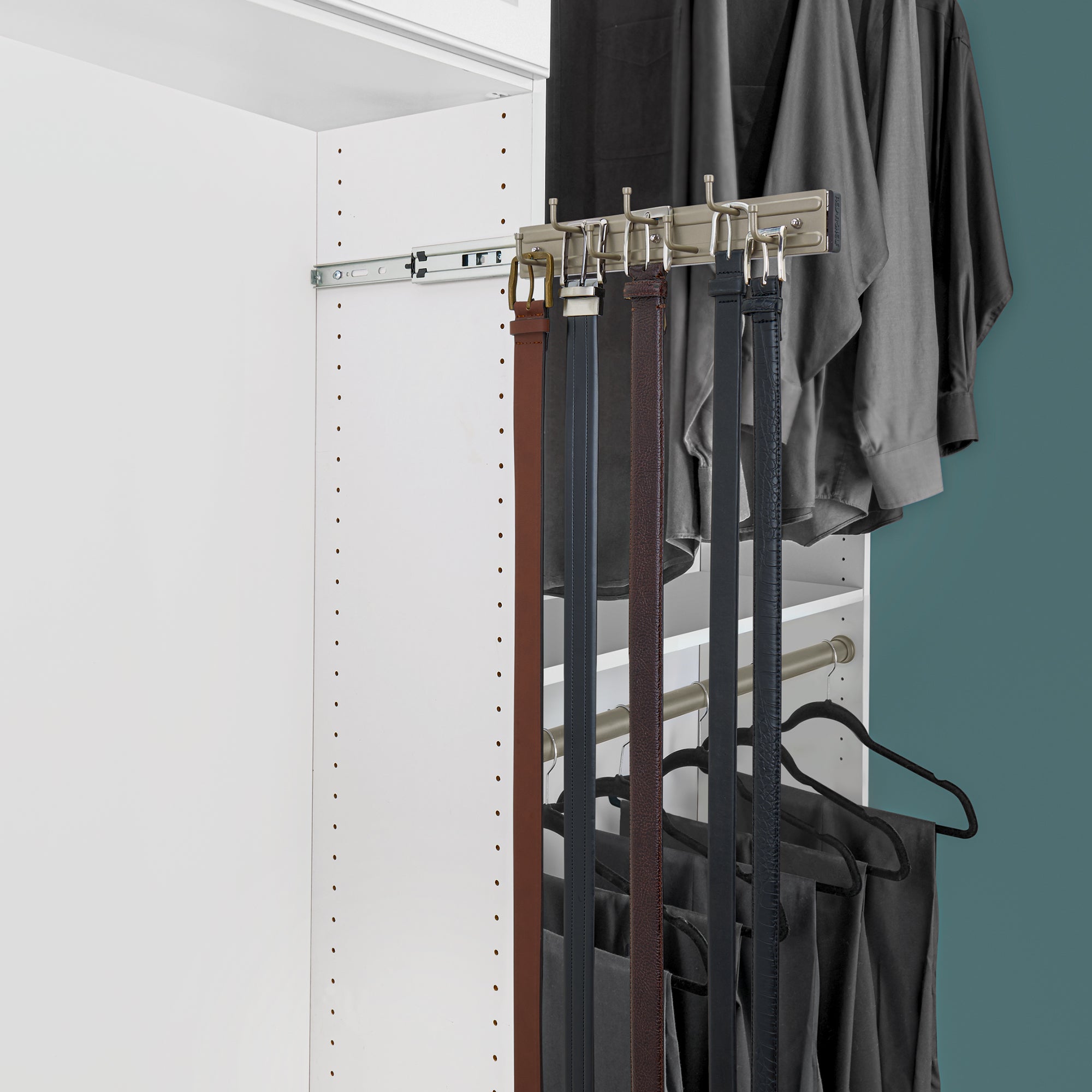 Rev-A-Shelf BRC-12SN 12" Wall Mounted Pullout Belt Rack Organizer, Nickel (Used)