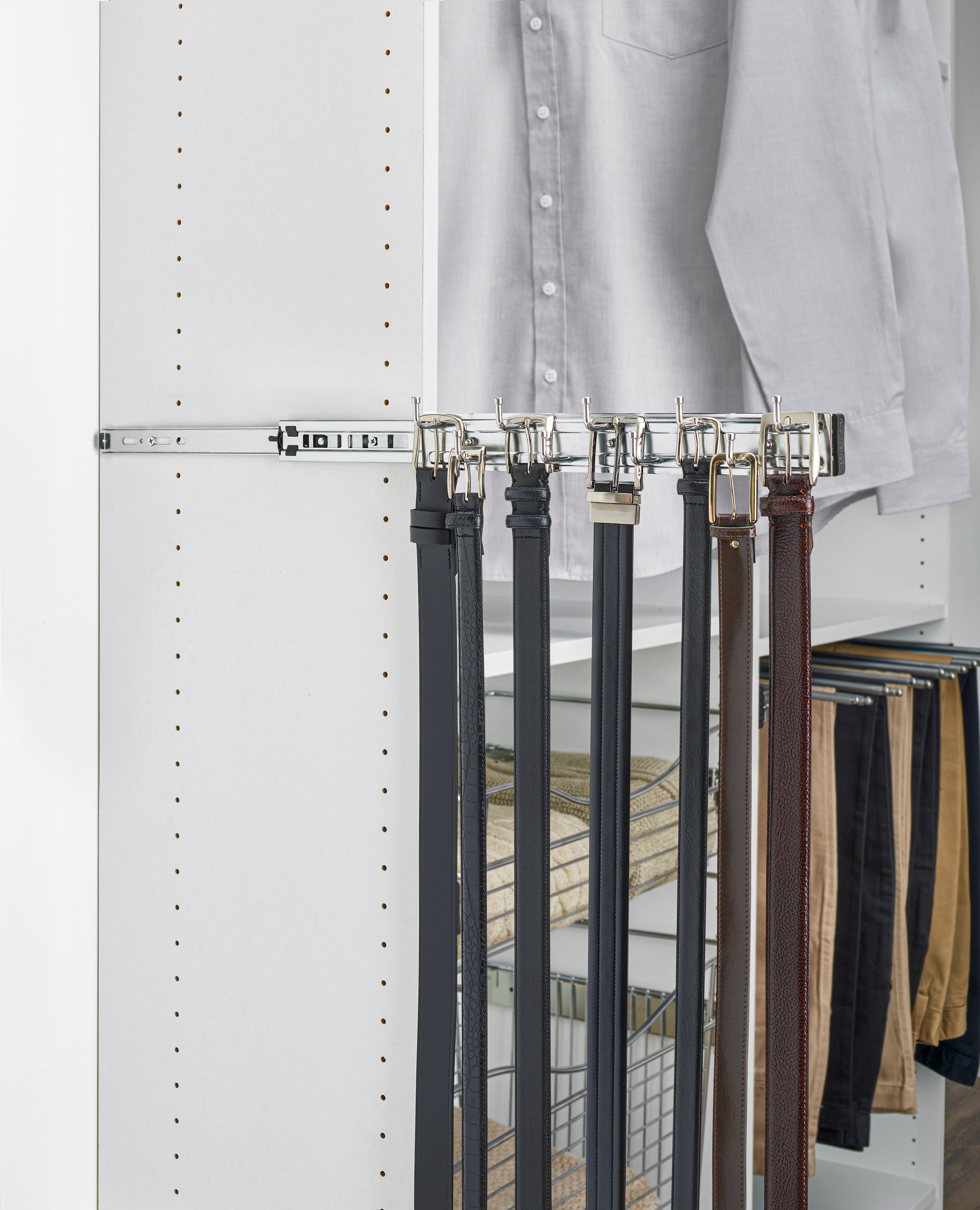 Rev-a-Shelf BRC-14CR 14" Mounted Pullout Belt Rack Organizer, Chrome (2 Pack)