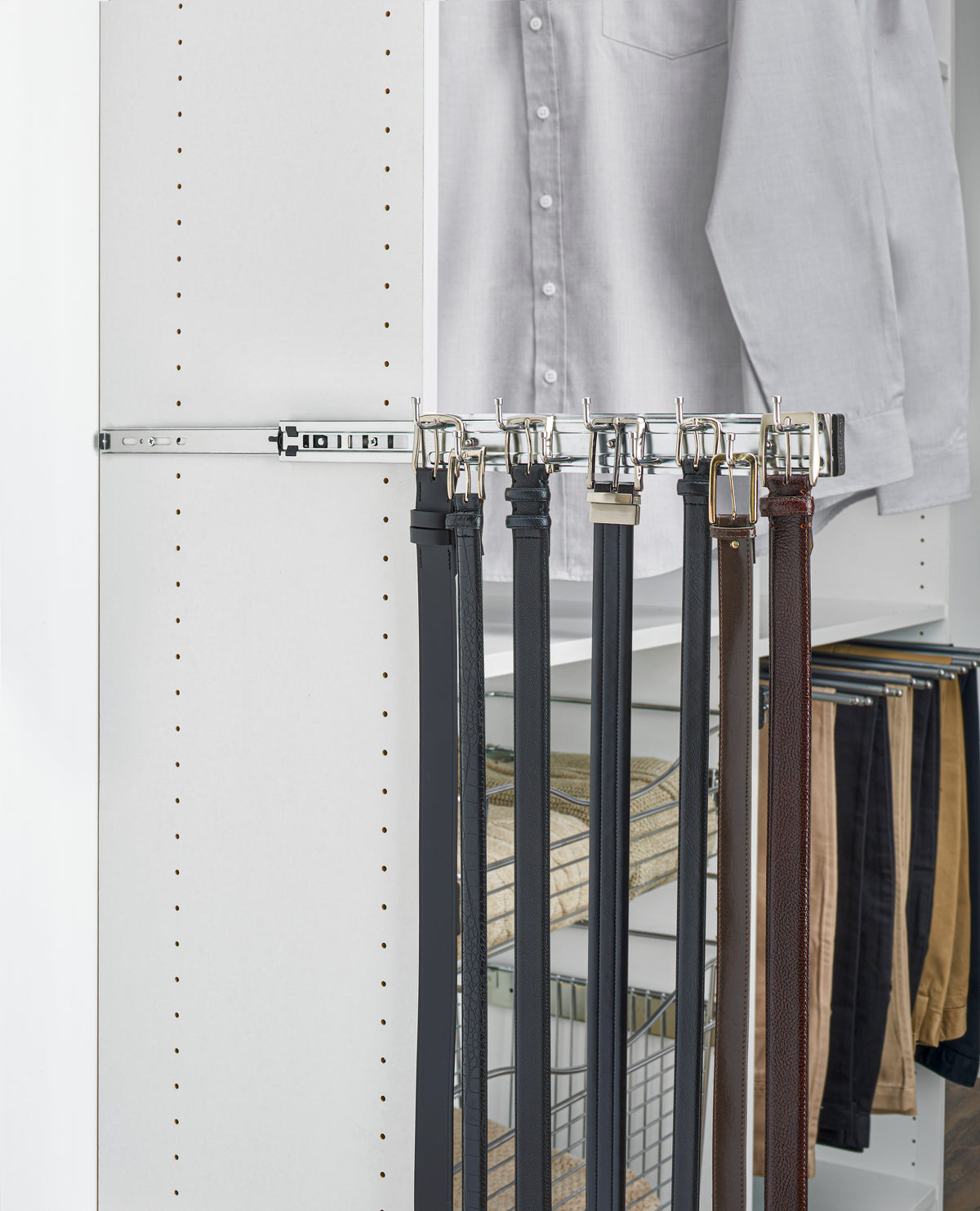 Rev-a-Shelf BRC-14CR 14" Mounted Pullout Belt Rack Organizer, Chrome (2 Pack)
