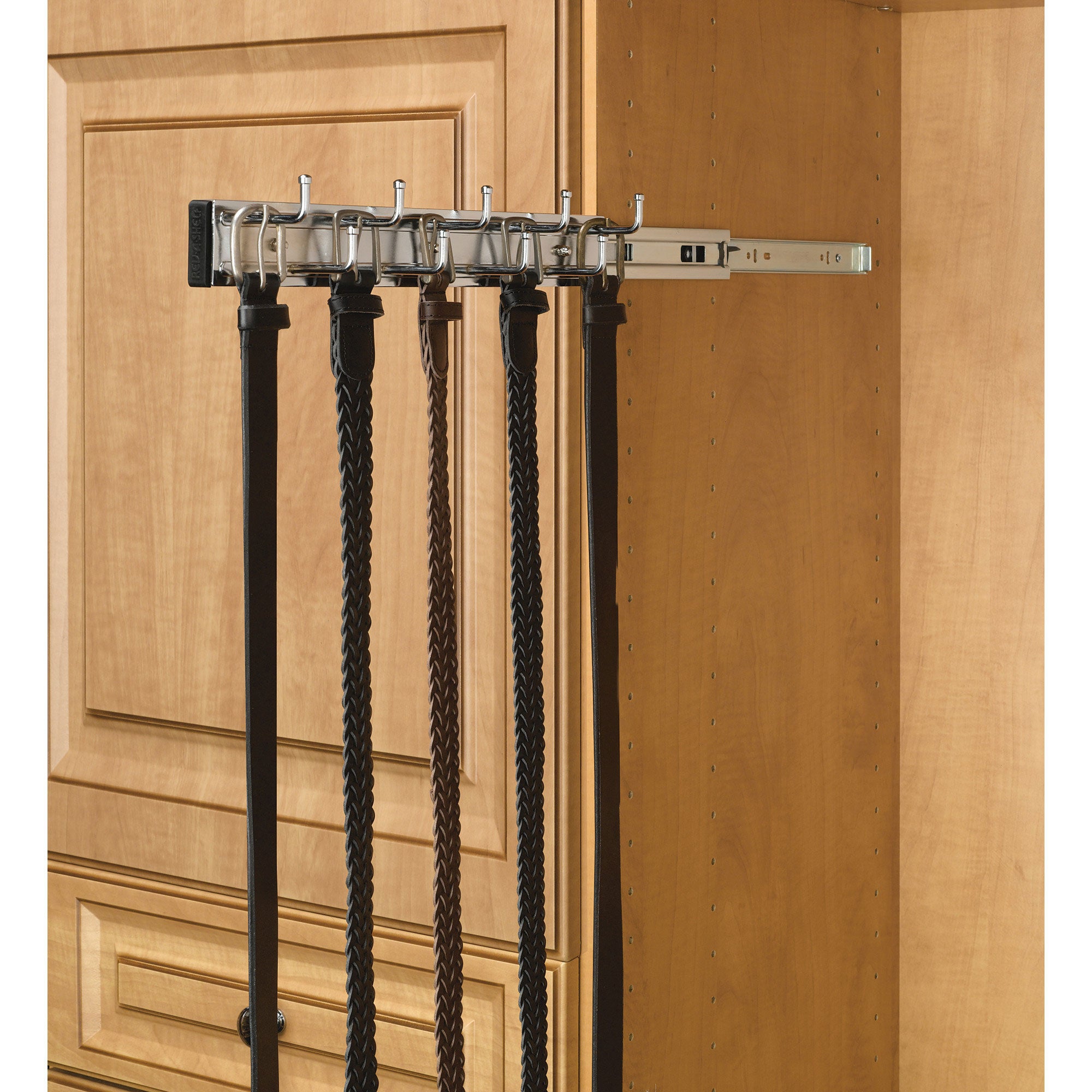 Rev-a-Shelf BRC-14CR 14 Inch Wall Mounted Pullout Belt Rack, Chrome (3 Pack)