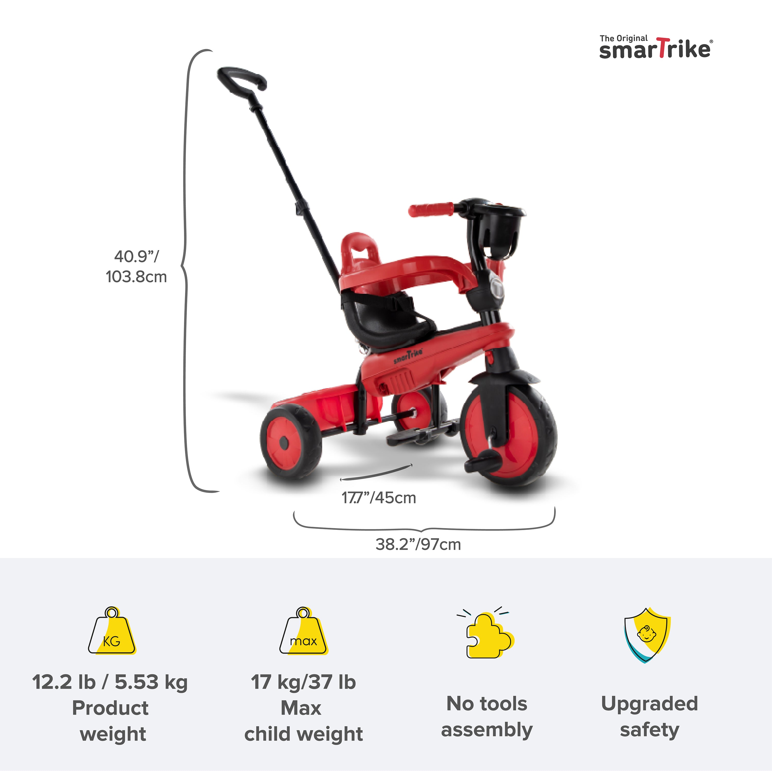 smarTrike Breeze Multi Stage Toddler Tricycle for Ages 15-36 Months (Open Box) - VMInnovations
