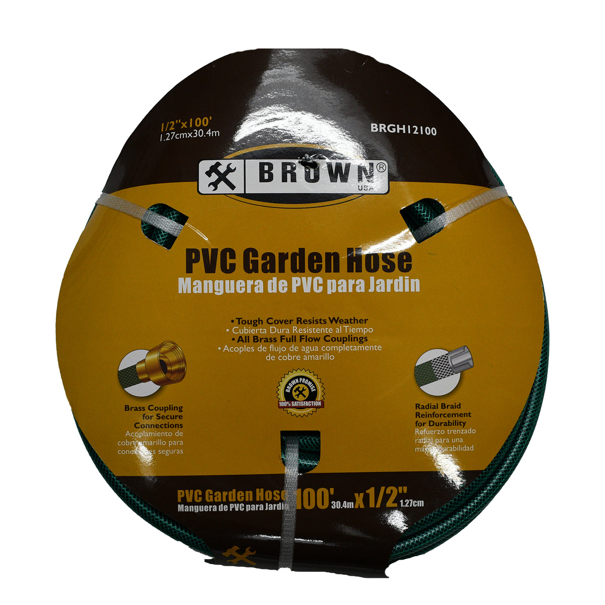 Brown USA BRGH12100 3 Ply 1/2-Inch x 100 Foot Heavy Duty Outdoor Garden Hose