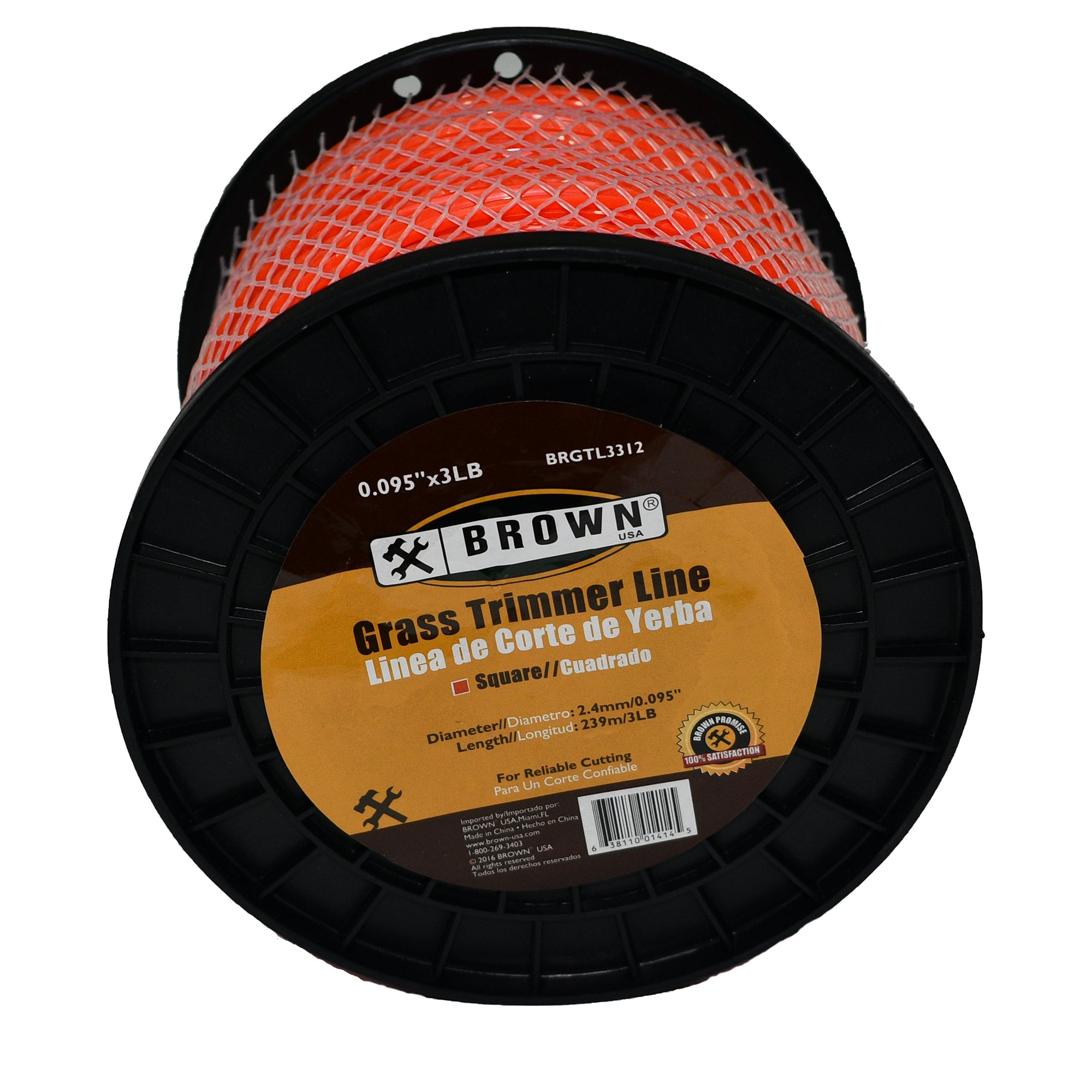 Brown USA BRGTL3312 3-Pound x 0.10-Inch Square Gardening Grass Trimmer Line
