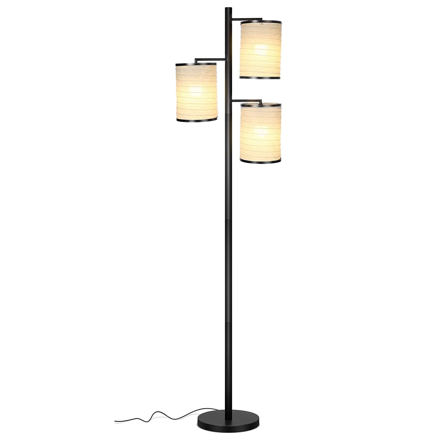 Brightech Liam Asian Lantern Shade Tree LED Floor Lamp Light, Black (For Parts) - VMInnovations