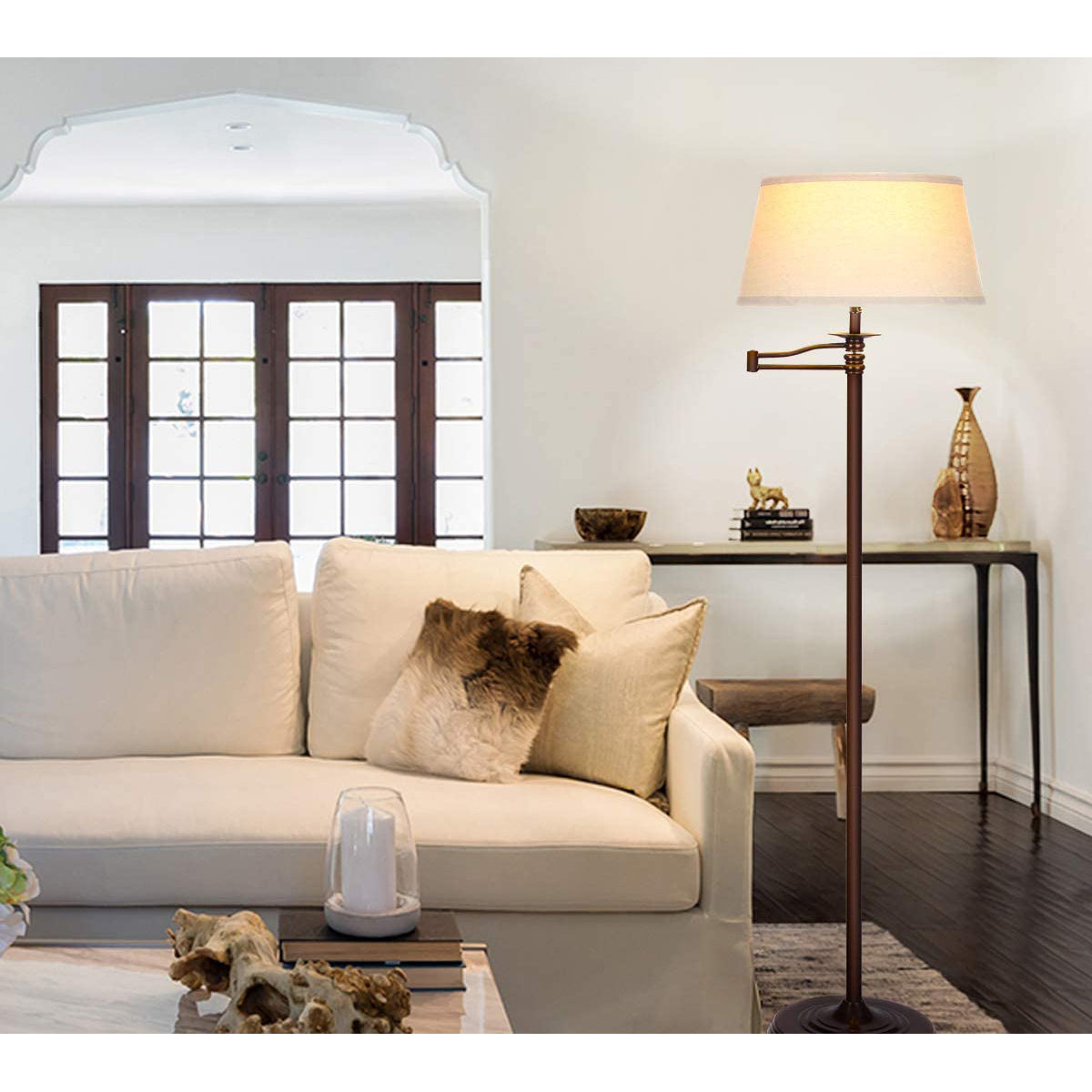 Brightech Caden Modern Style 63" Tall Floor Lamp w/ Swing Arm, Bronze (Open Box) - VMInnovations
