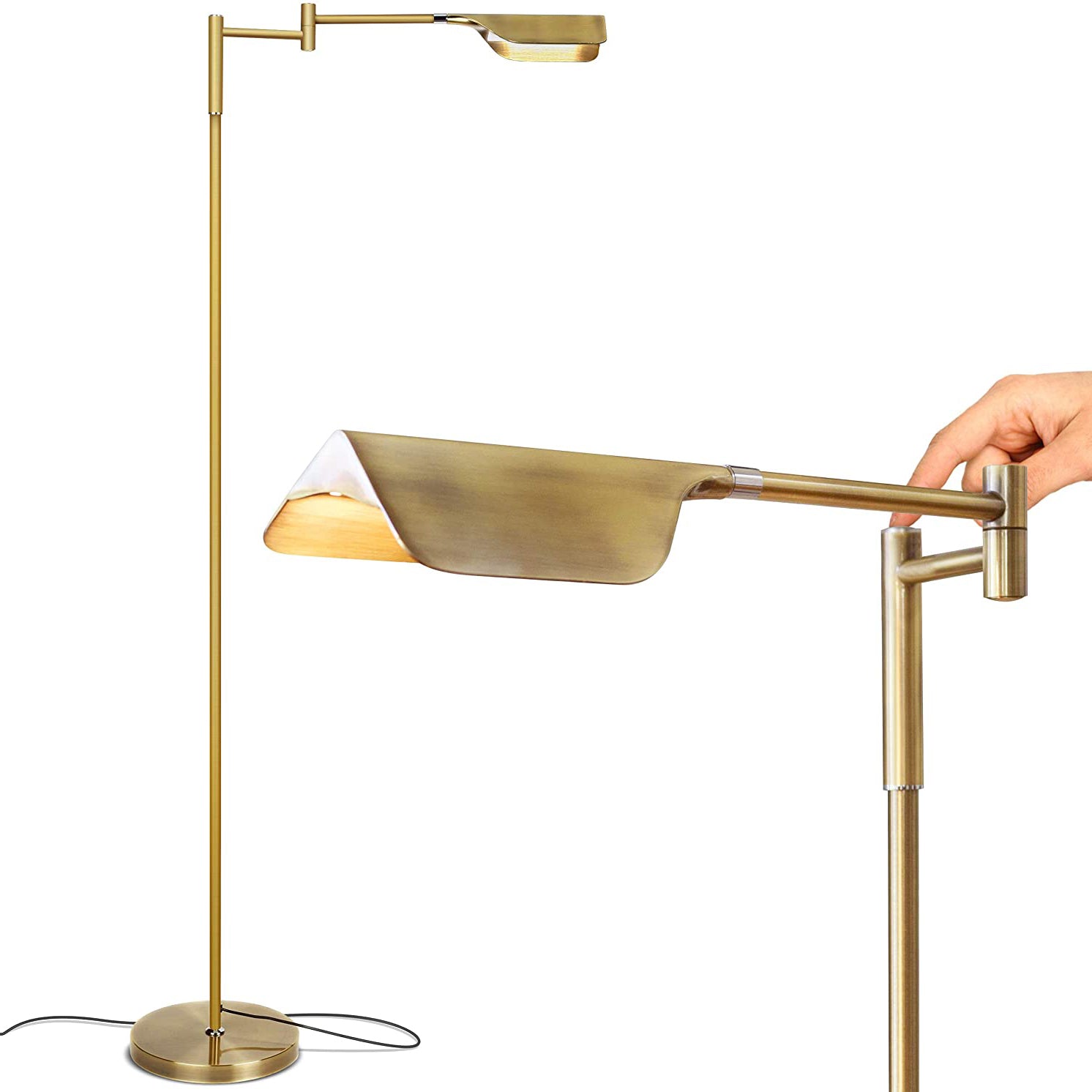 Brightech Leaf 53" Tall Vintage LED Floor Lamp with Adjustable Arm, Gold (Used)