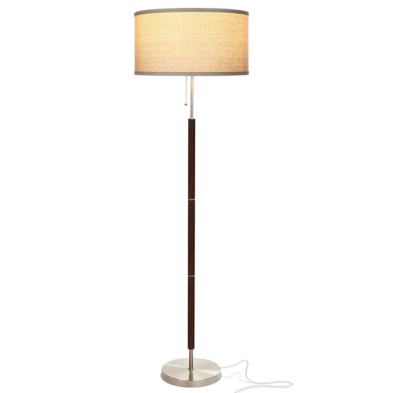 Brightech Carter Mid Century 65" Tall Free Standing Pole LED Floor Lamp, Wood