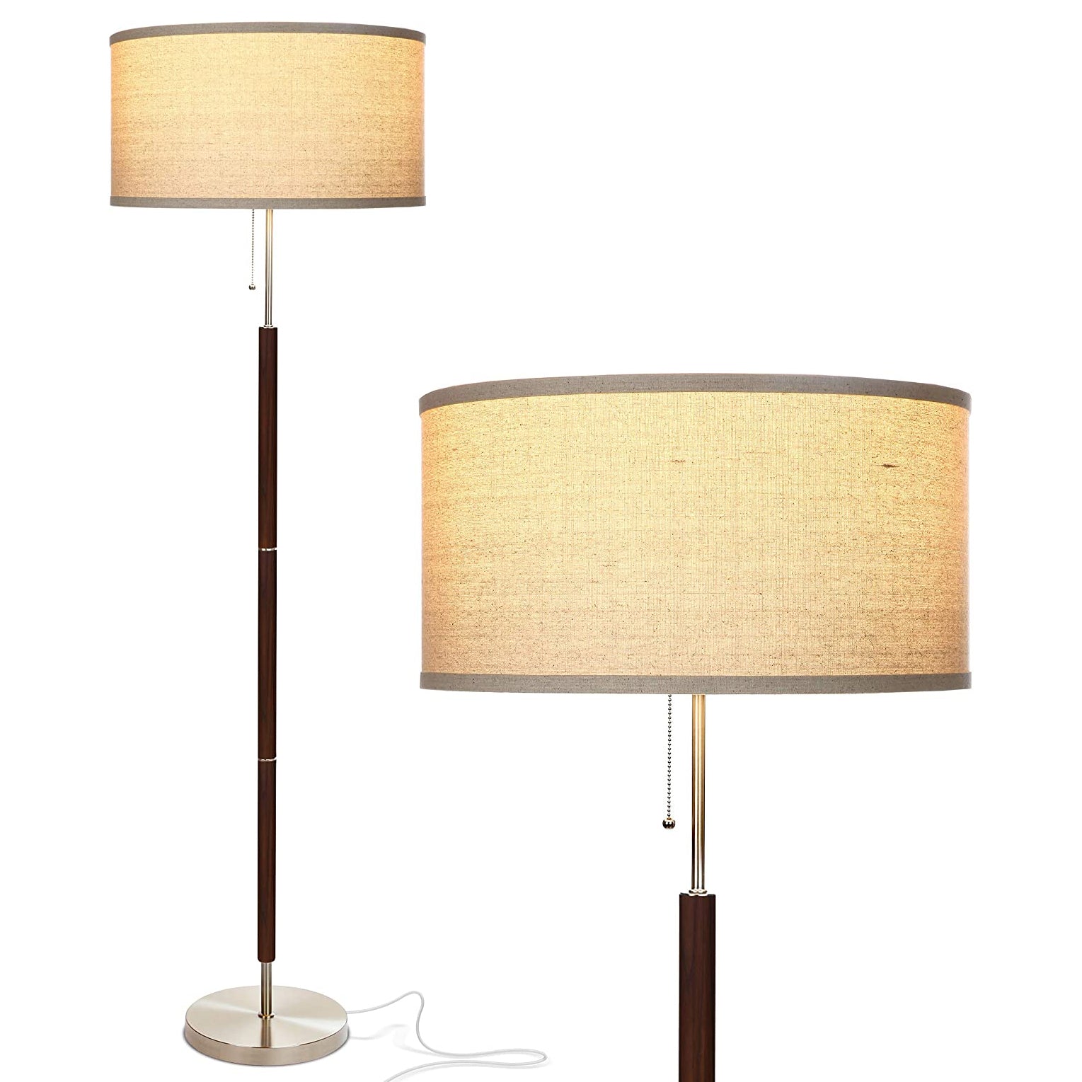 Brightech Carter Mid Century 65" Standing Pole LED Floor Lamp, Wood (Open Box) - VMInnovations