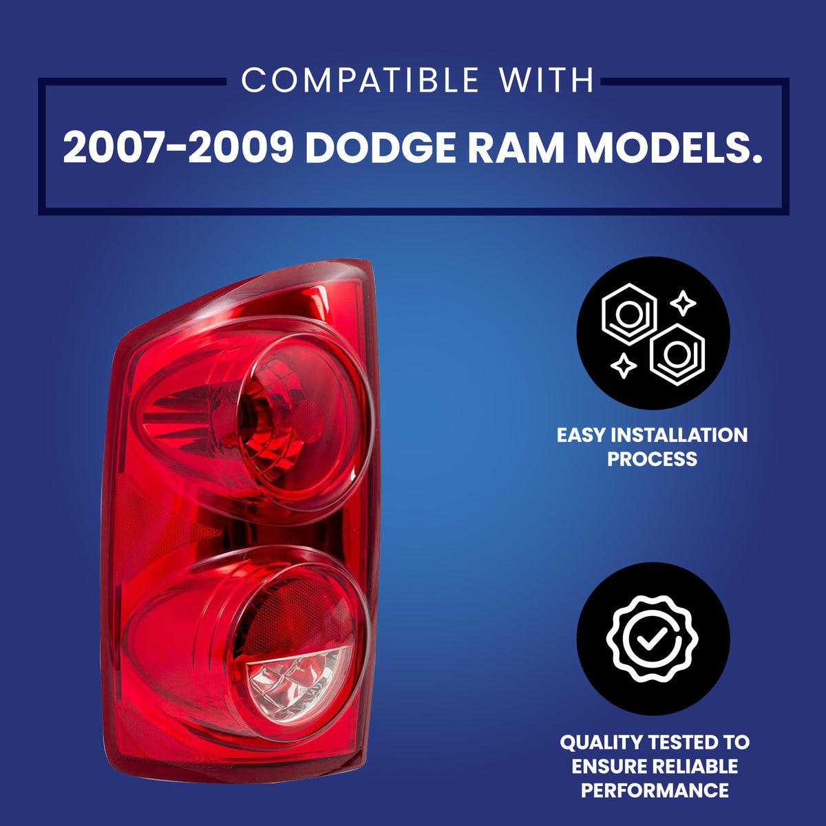 Brock Aftermarket Replacement Driver Left Tail Light Unit for 07-09 Dodge Ram