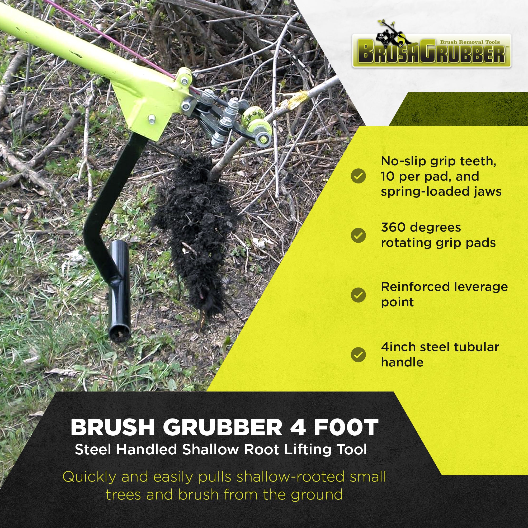 Brush Grubber Heavy Duty 4 Ft Steel Handled Shallow Root Lifting Tool (Open Box)