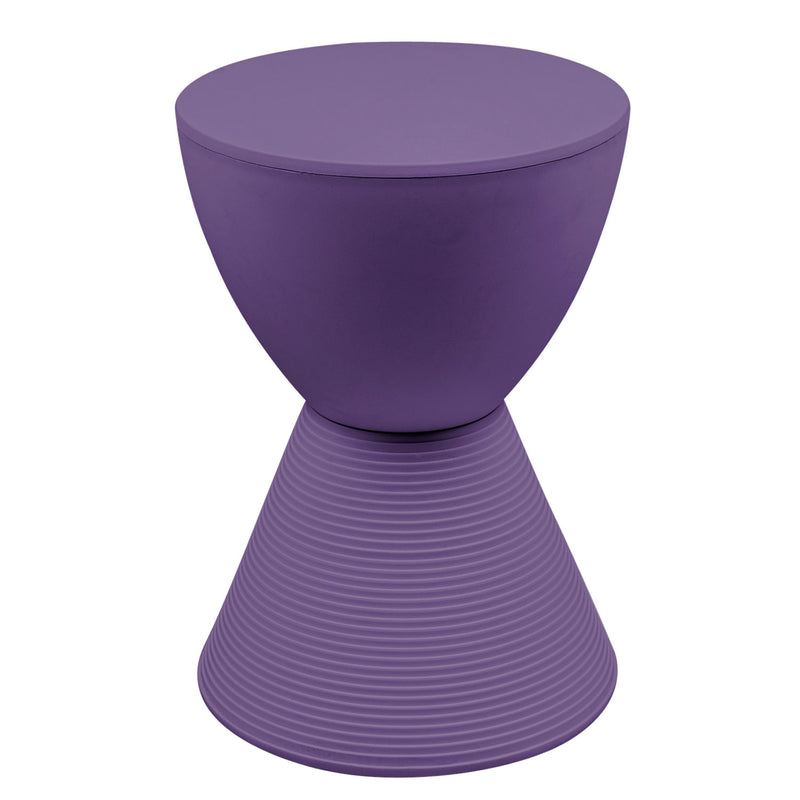 LeisureMod Boyd Indoor/Outdoor Modern Hourglass Accent Side End Table, Purple