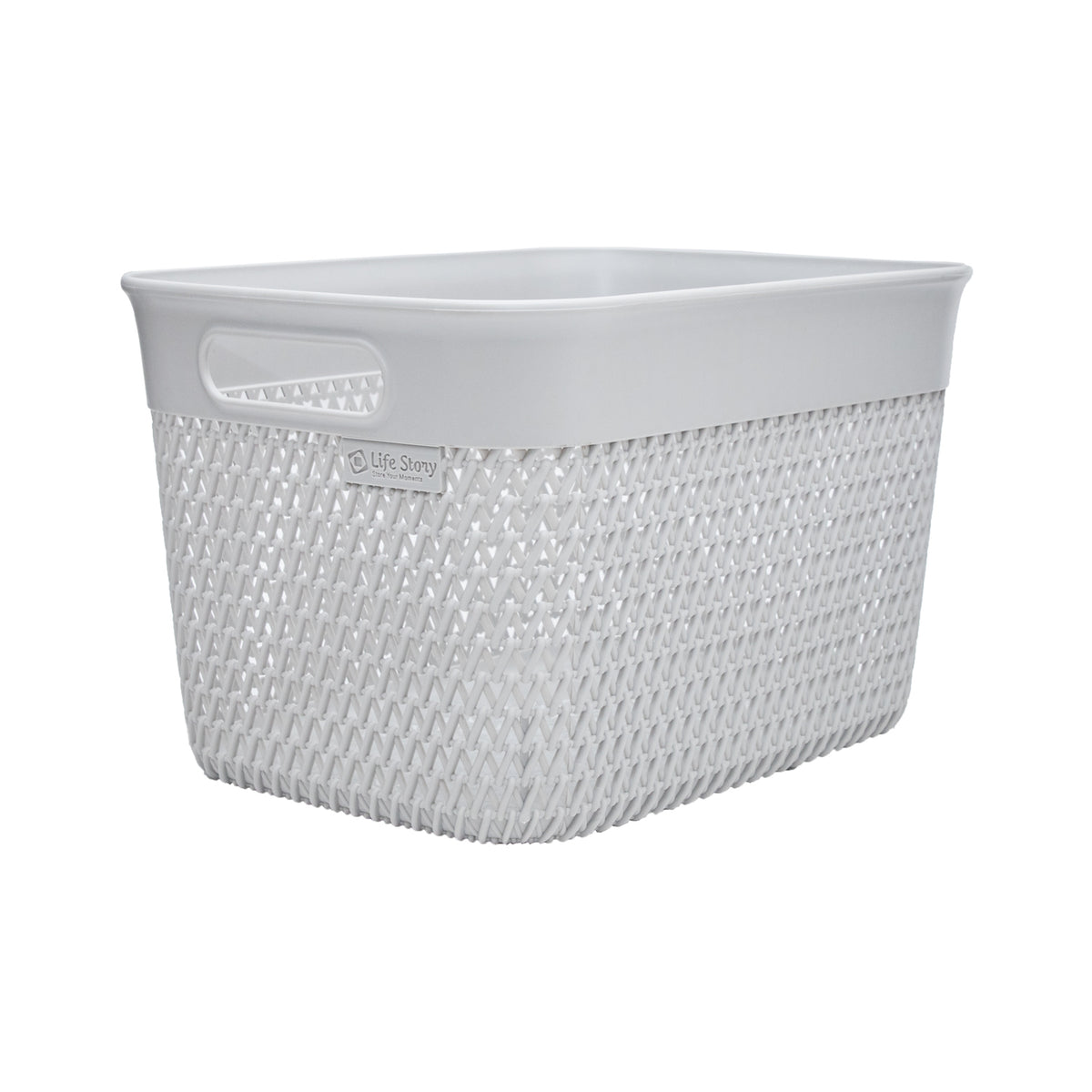 Life Story Lightweight Heavy Duty Storage Woven Basket 16 Quarts, Grey (4 Pack)