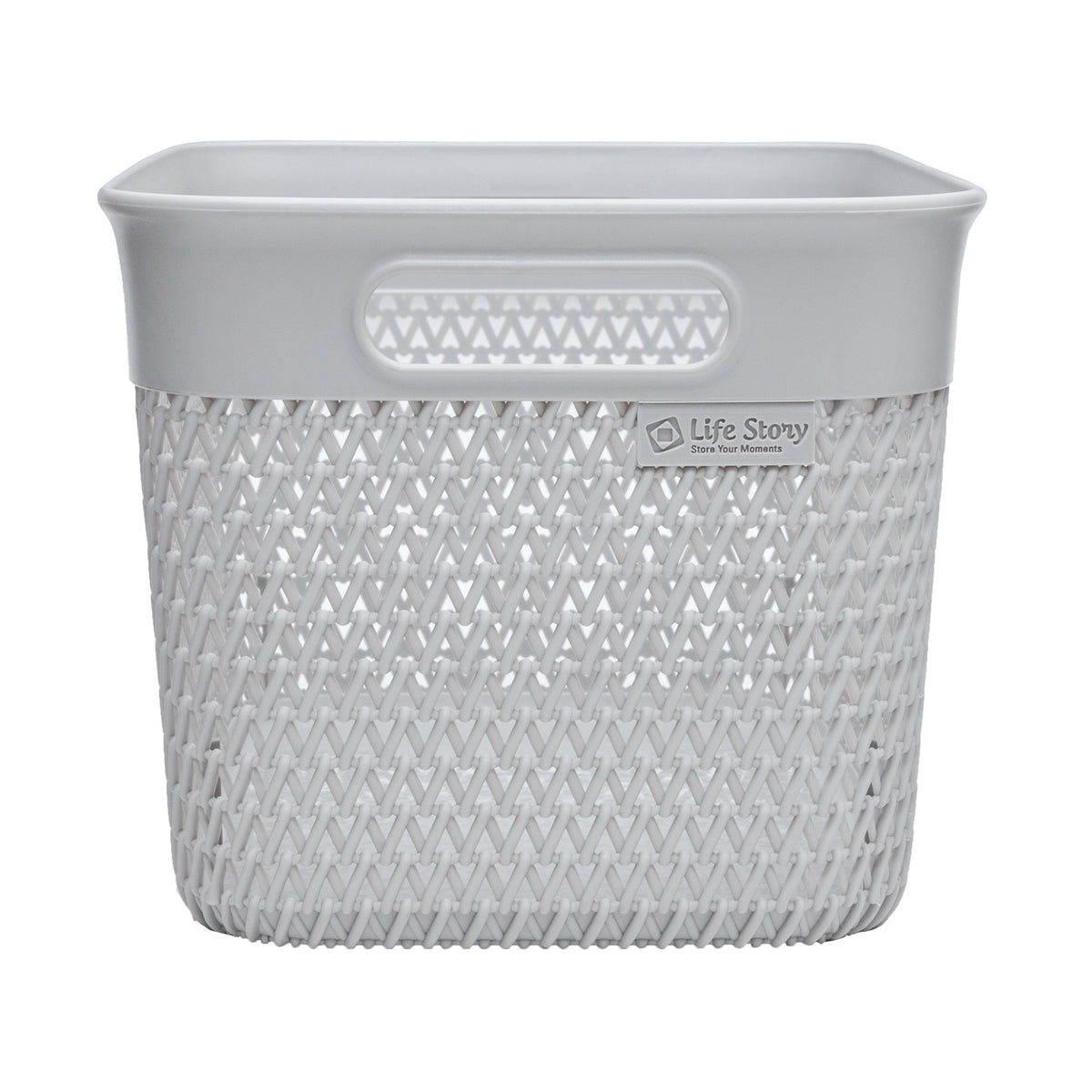 Life Story Lightweight Heavy Duty Storage Woven Basket 16 Quarts, Grey (4 Pack)